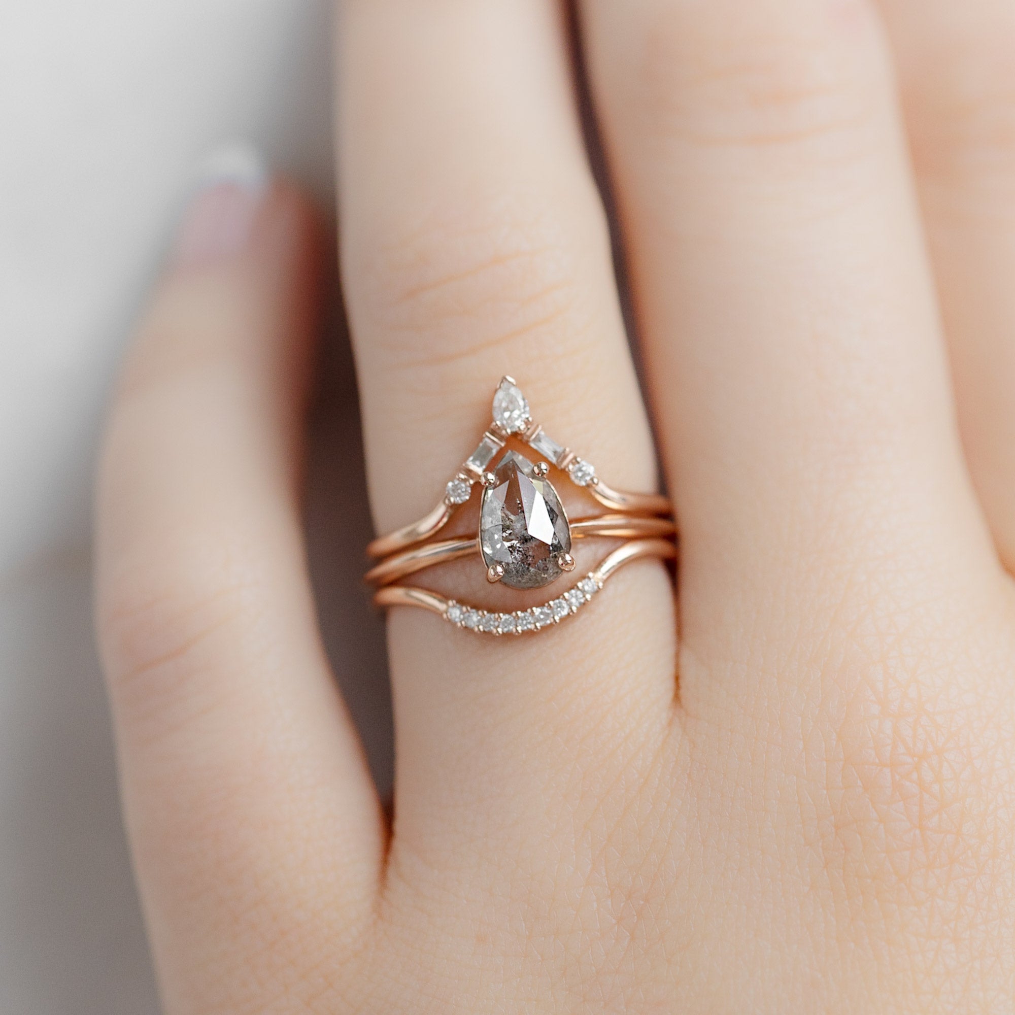 Alexis Russell Wedding Bands White Diamond Pavé Arc Stacking Band | Rose Gold