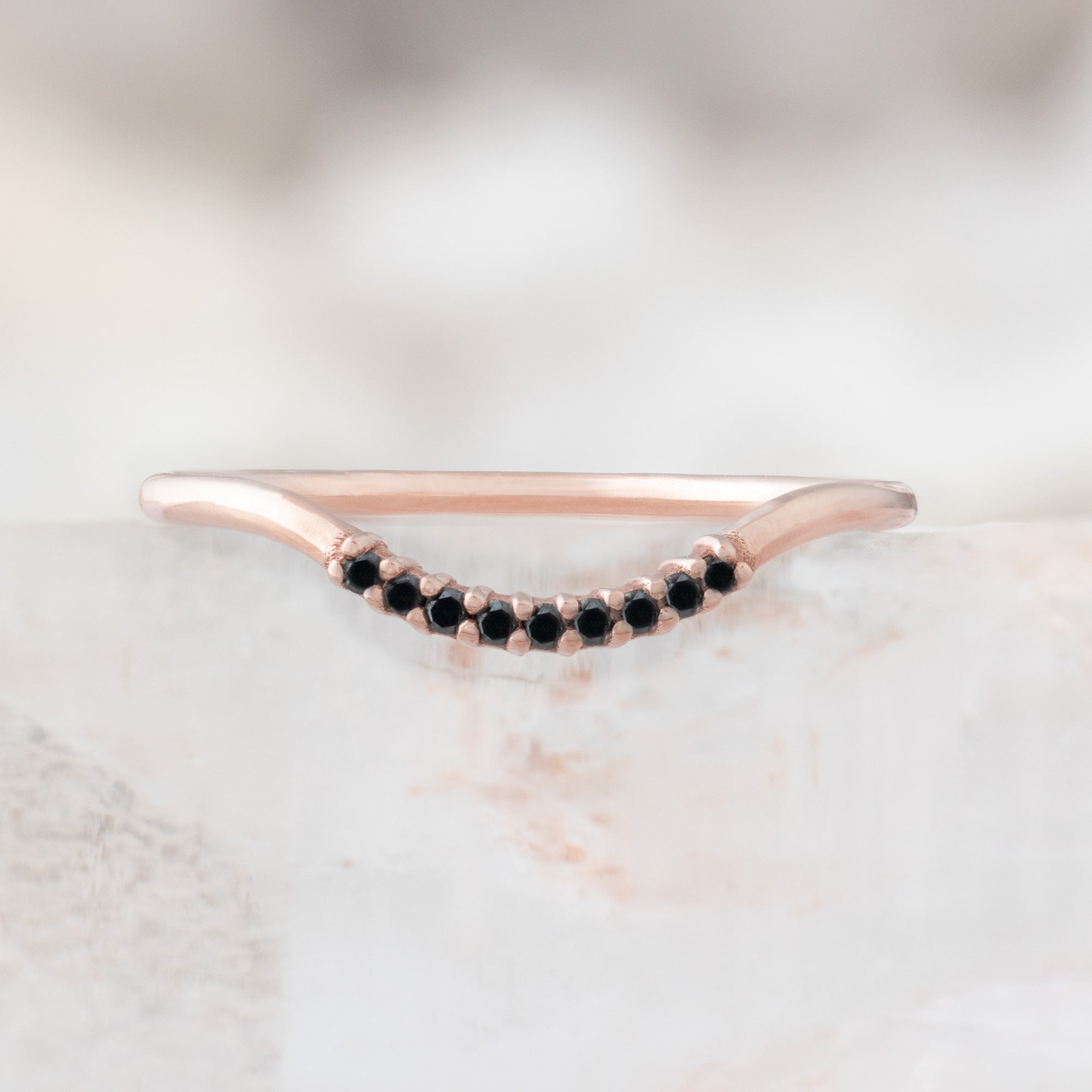 Alexis Russell Wedding Bands Black Diamond Pavé Arc Stacking Band | Yellow, Rose or White Gold