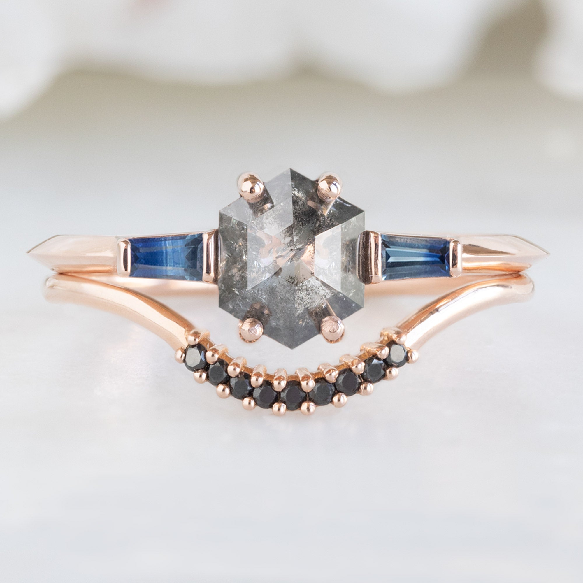 Alexis Russell Wedding Bands Black Diamond Pavé Arc Stacking Band | Yellow, Rose or White Gold