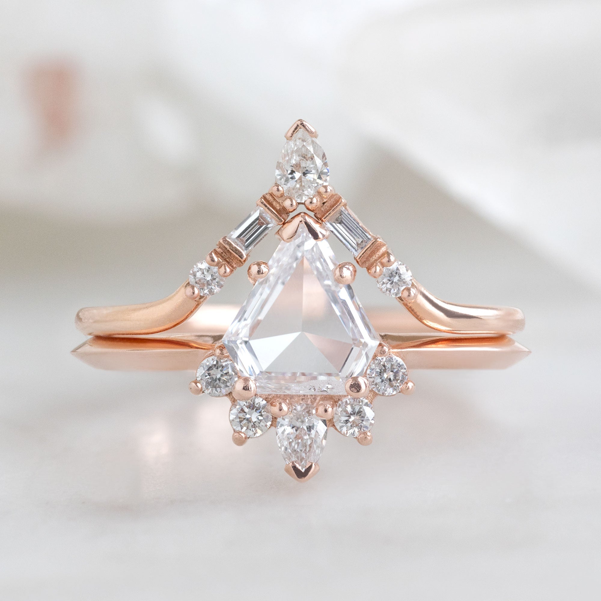 Alexis Russell Wedding Bands White Diamond Tiara Stacking Band | Rose Gold