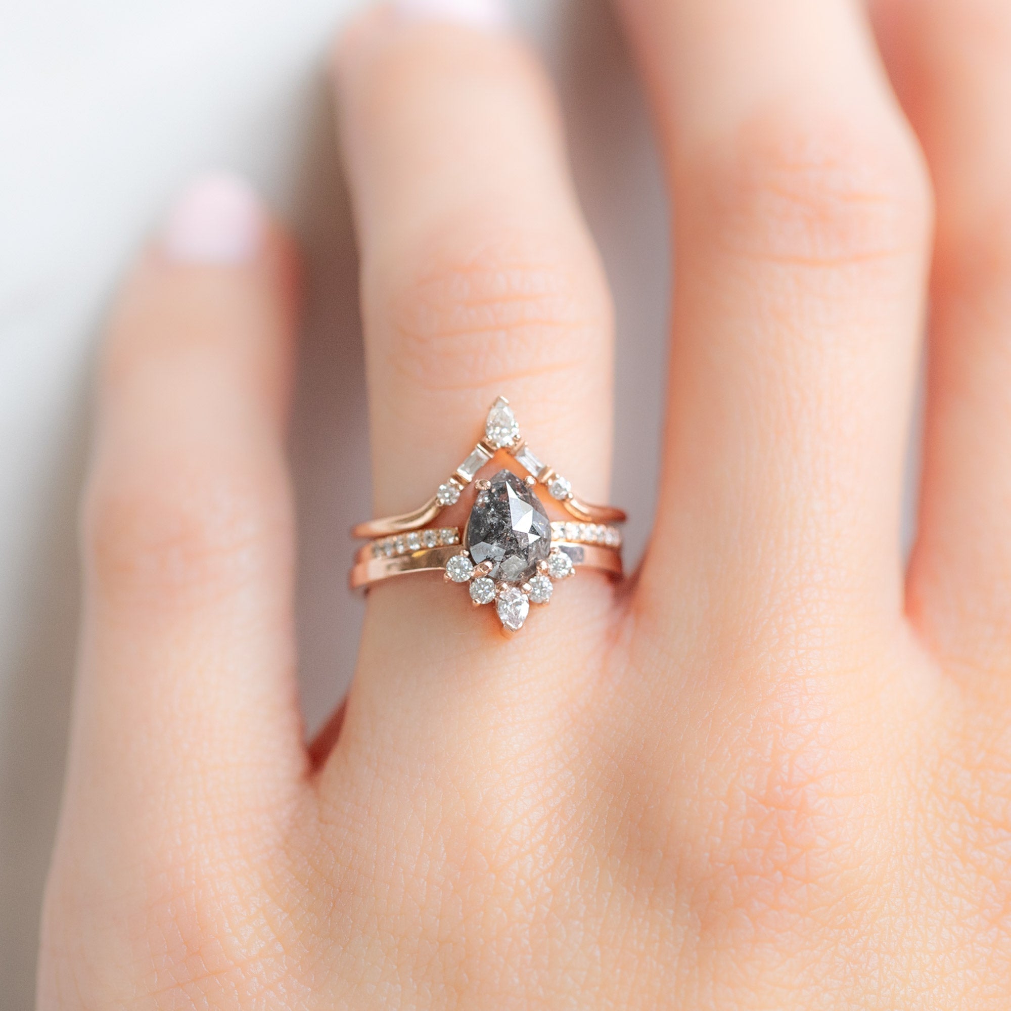 Alexis Russell Wedding Bands White Diamond Tiara Stacking Band | Rose Gold
