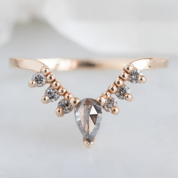Alexis Russell Wedding Bands Salt and Pepper Diamond Sunburst Stacking Band | Yellow, Rose or White Gold