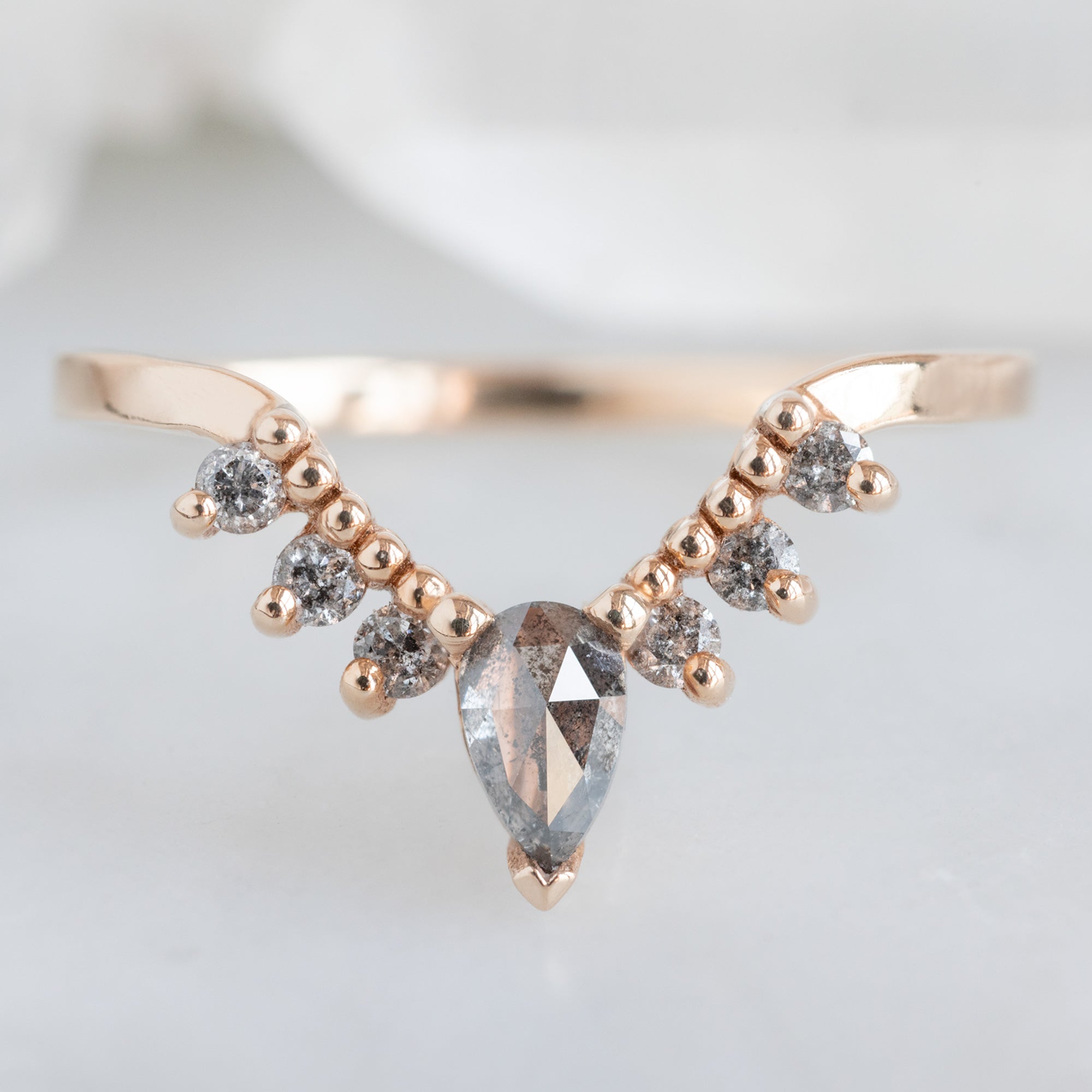 Alexis Russell Wedding Bands Salt and Pepper Diamond Sunburst Stacking Band | Yellow, Rose or White Gold