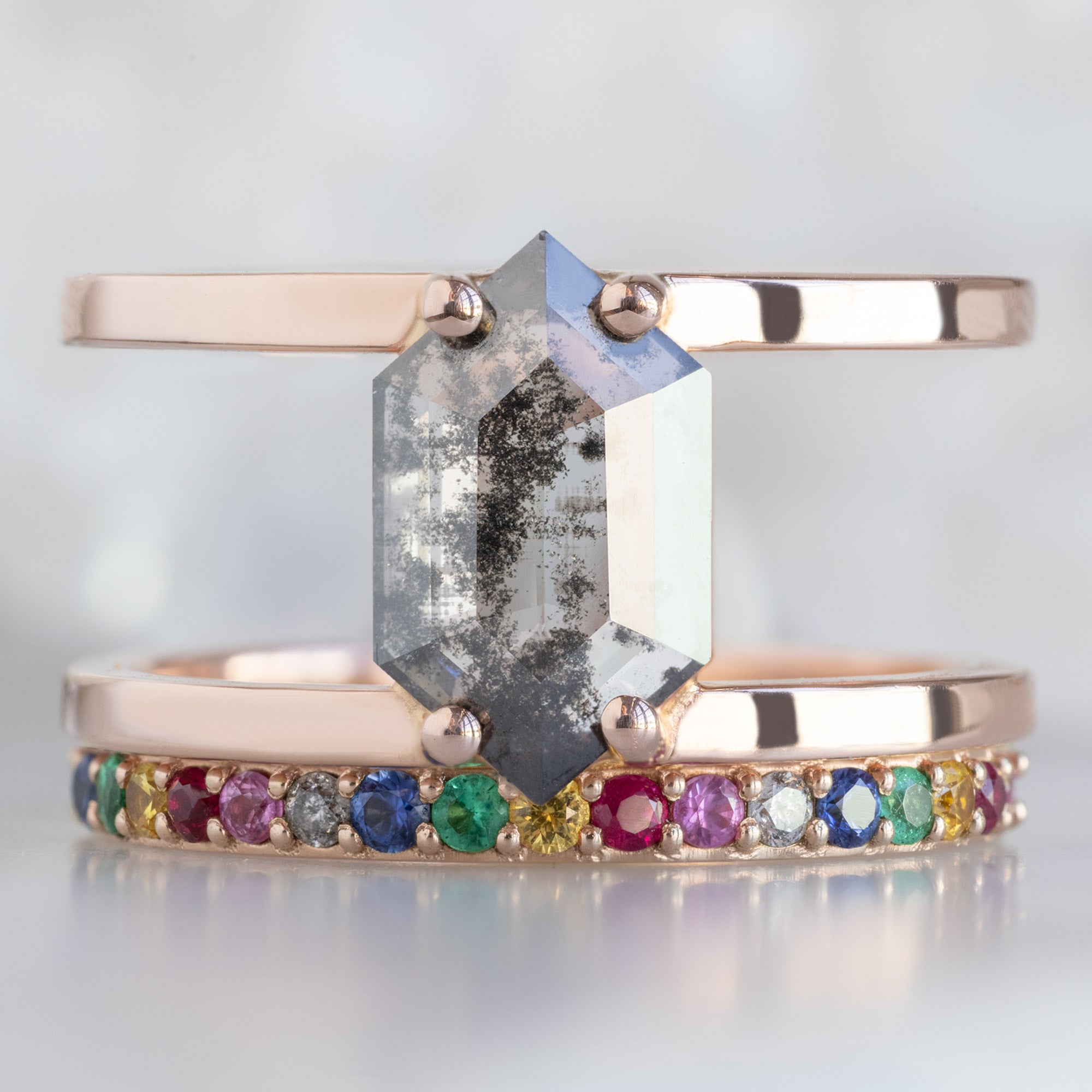 Alexis Russell Wedding Bands Rainbow Sapphire Pavé Eternity Band | Yellow, Rose or White Gold