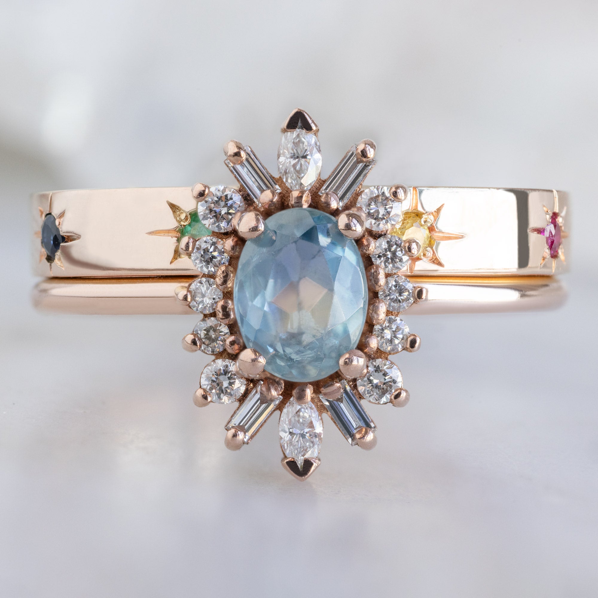 Alexis Russell Wedding Bands Star-Set Rainbow Sapphire Band | Yellow, Rose or White Gold
