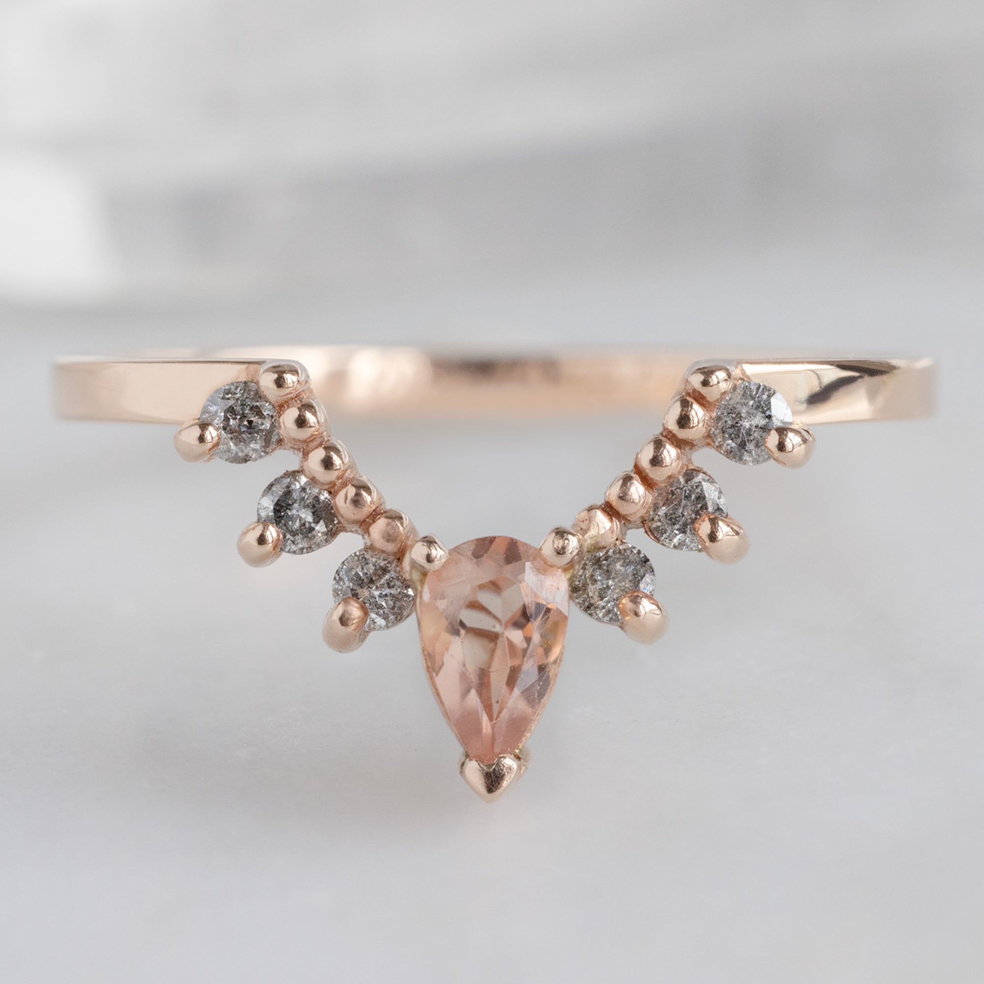 Alexis Russell  Wedding Bands Sunstone + Salt and Pepper Diamond Sunburst Stacking Band | Yellow, Rose or White Gold