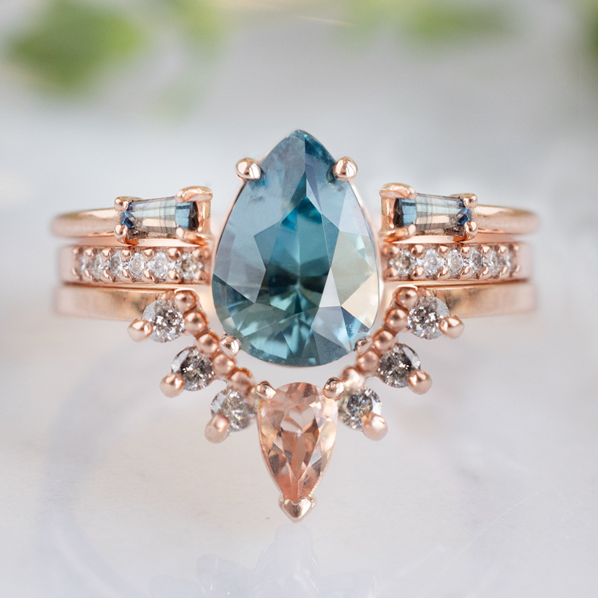 Alexis Russell  Wedding Bands Sunstone + Salt and Pepper Diamond Sunburst Stacking Band | Yellow, Rose or White Gold
