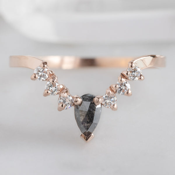Alexis Russell  Wedding Bands Black + White Diamond Sunburst Stacking Band | Yellow, Rose or White Gold