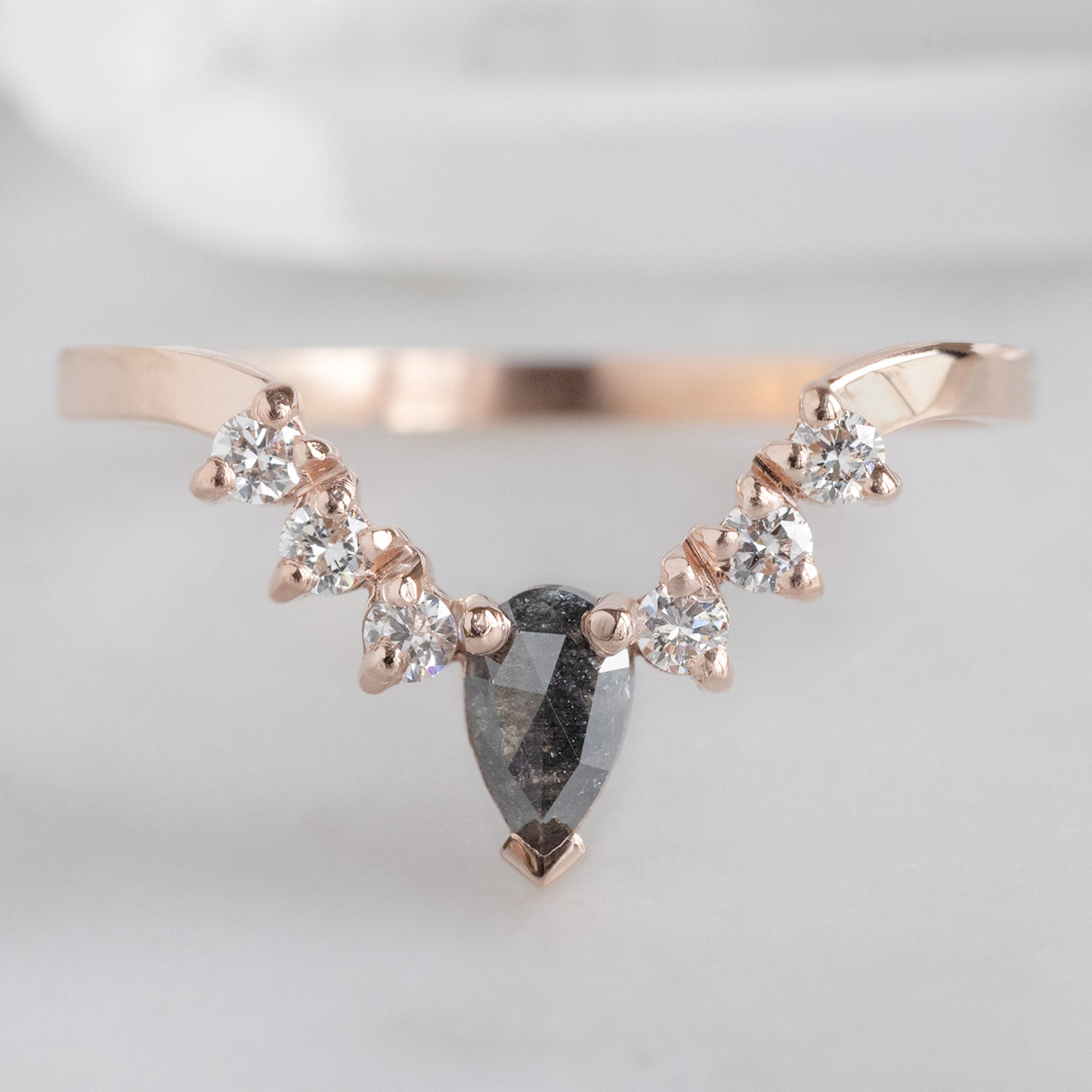 Alexis Russell  Wedding Bands Black + White Diamond Sunburst Stacking Band | Yellow, Rose or White Gold
