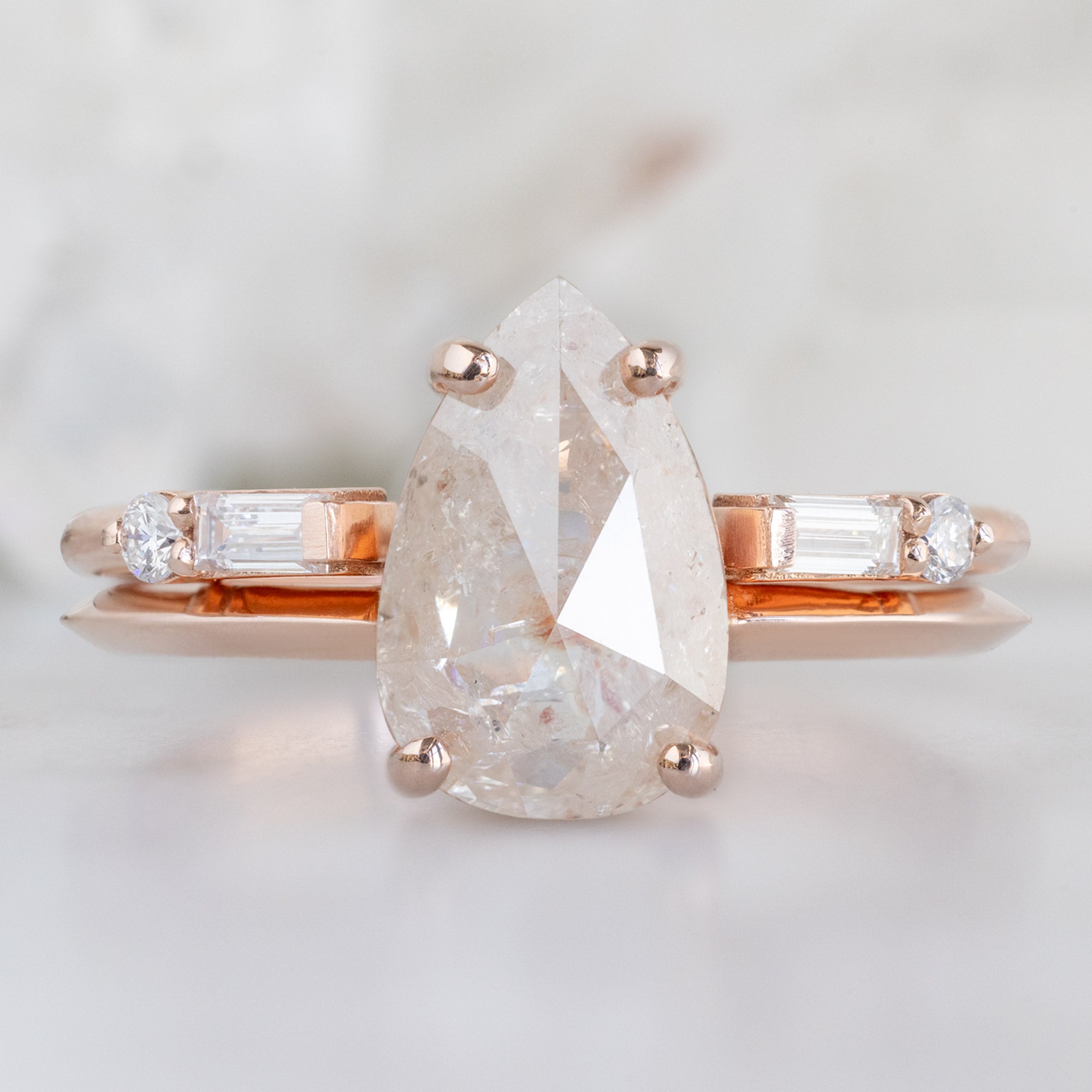 Alexis Russell  Wedding Bands The Luxe Open Cuff Baguette White Diamond Stacking Band | Yellow, Rose or White Gold