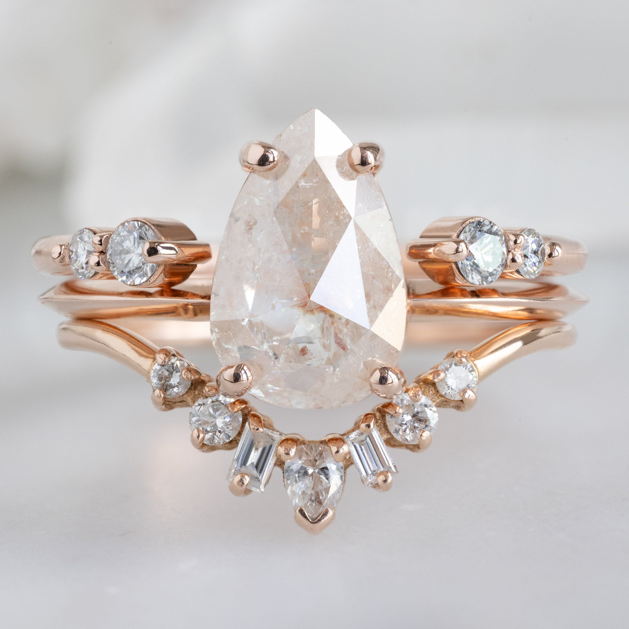 Alexis Russell  Wedding Bands The Luxe Open Cuff Round White Diamond Stacking Band | Yellow, Rose or White Gold