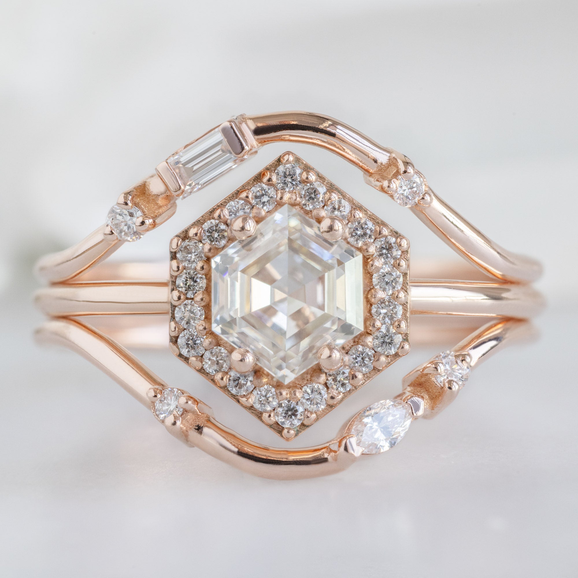 Alexis Russell  Wedding Bands Asymmetrical Marquise Diamond Arc Stacking Band | Yellow, Rose or White Gold
