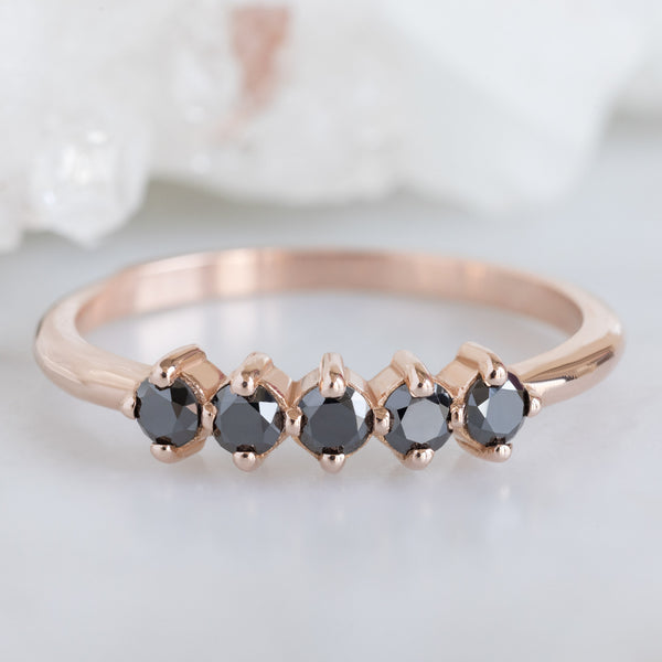 Alexis Russell  Wedding Bands The Sequent Black Diamond Wedding Band | Yellow, Rose or White Gold