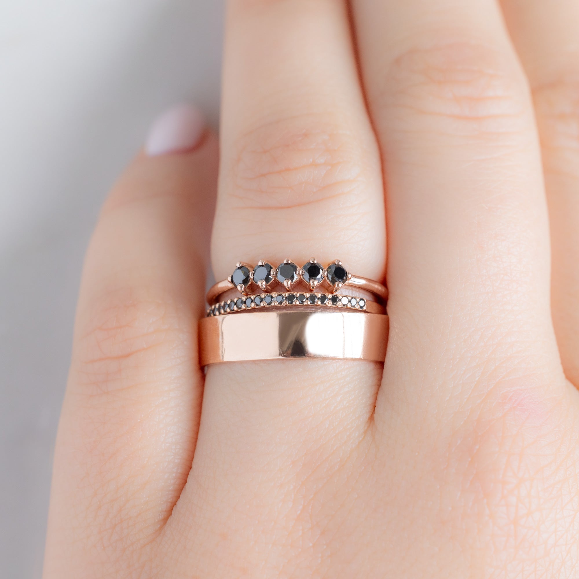 Alexis Russell  Wedding Bands The Sequent Black Diamond Wedding Band | Yellow, Rose or White Gold