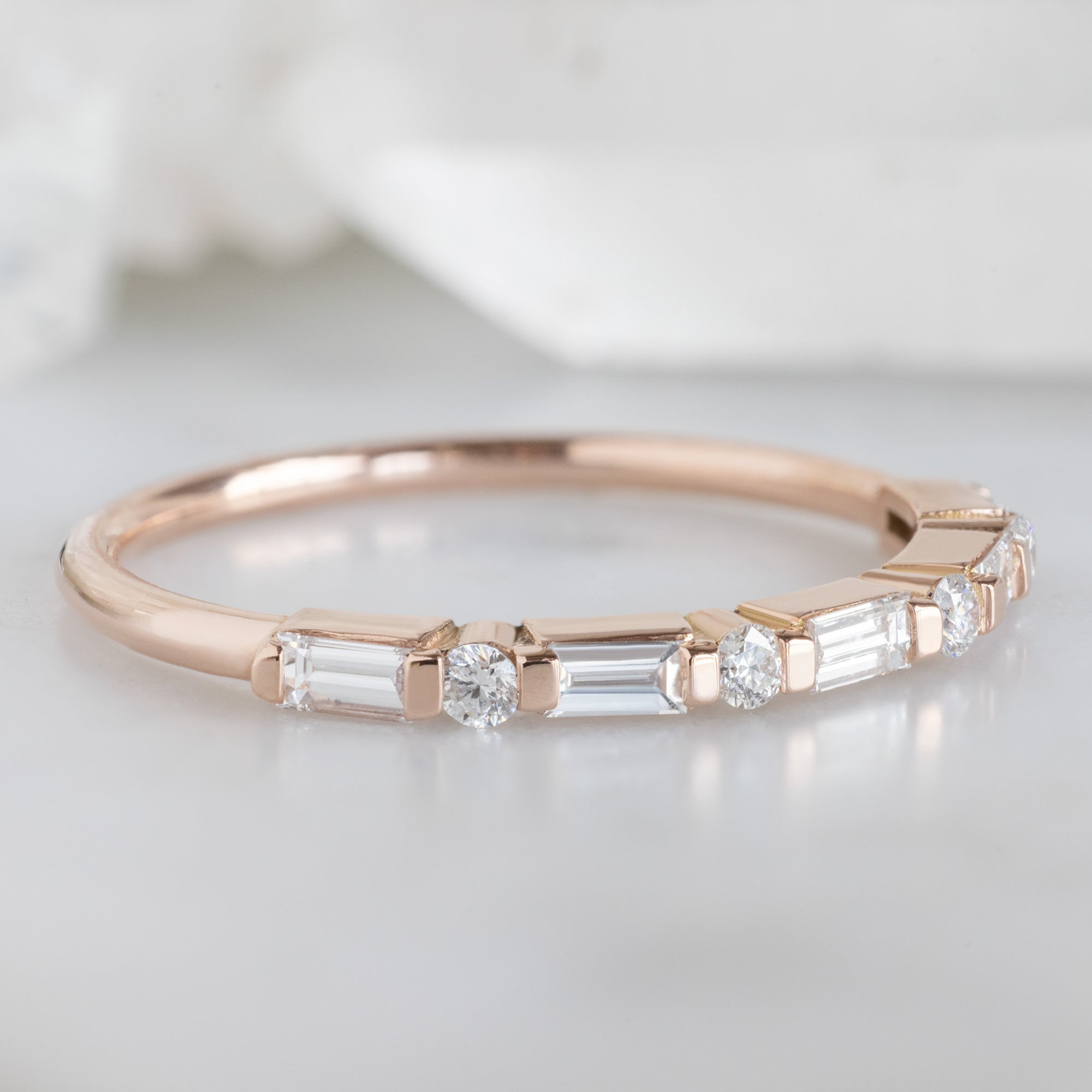 Alexis Russell  Wedding Bands The Luxe Baguette White Diamond Eternity Band | Yellow, Rose or White Gold