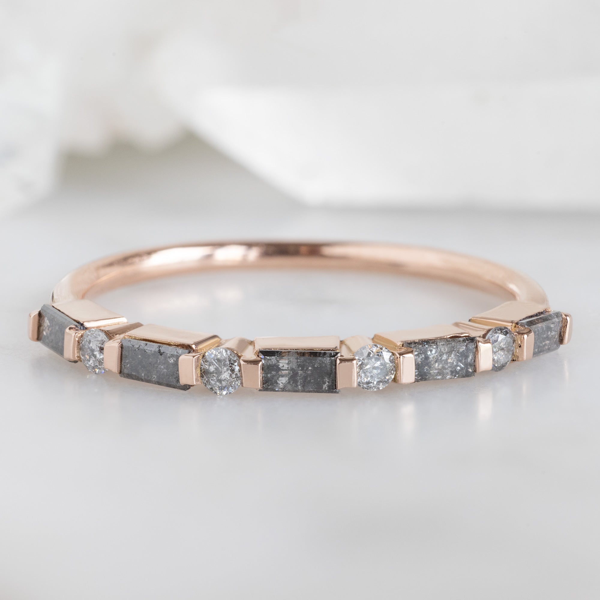Alexis Russell  Wedding Bands The Luxe Baguette Salt and Pepper Diamond Eternity Band | Yellow, Rose or White Gold