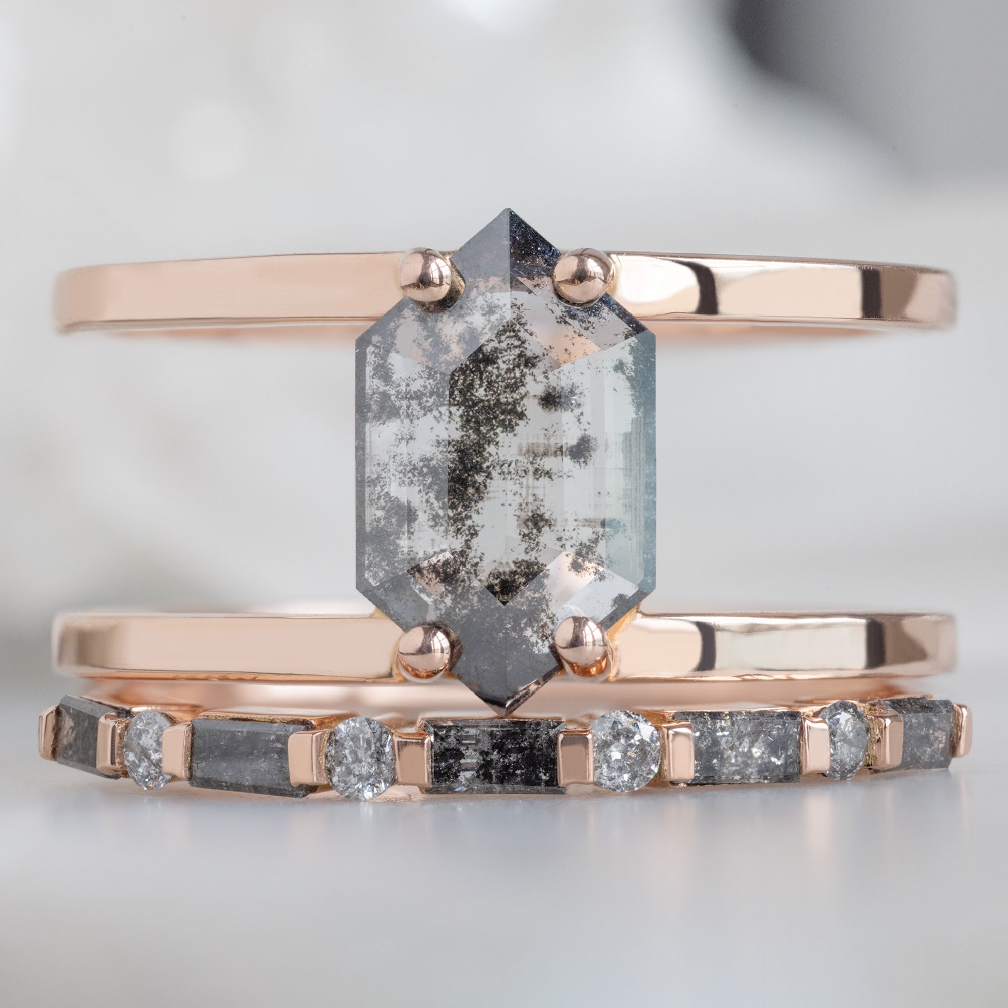 Alexis Russell  Wedding Bands The Luxe Baguette Salt and Pepper Diamond Eternity Band | Yellow, Rose or White Gold