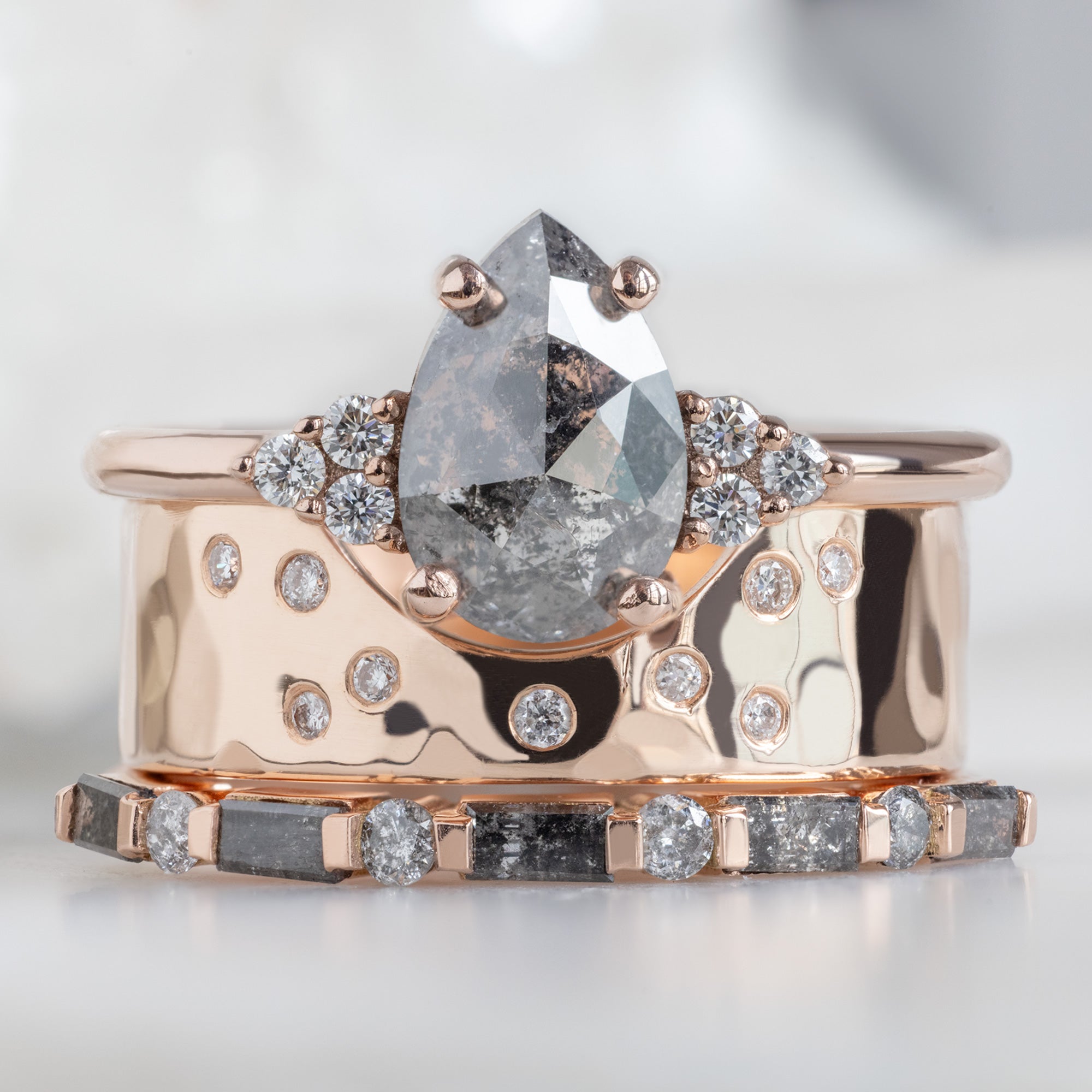 Alexis Russell  Wedding Bands The Luxe Baguette Salt and Pepper Diamond Eternity Band | Yellow, Rose or White Gold