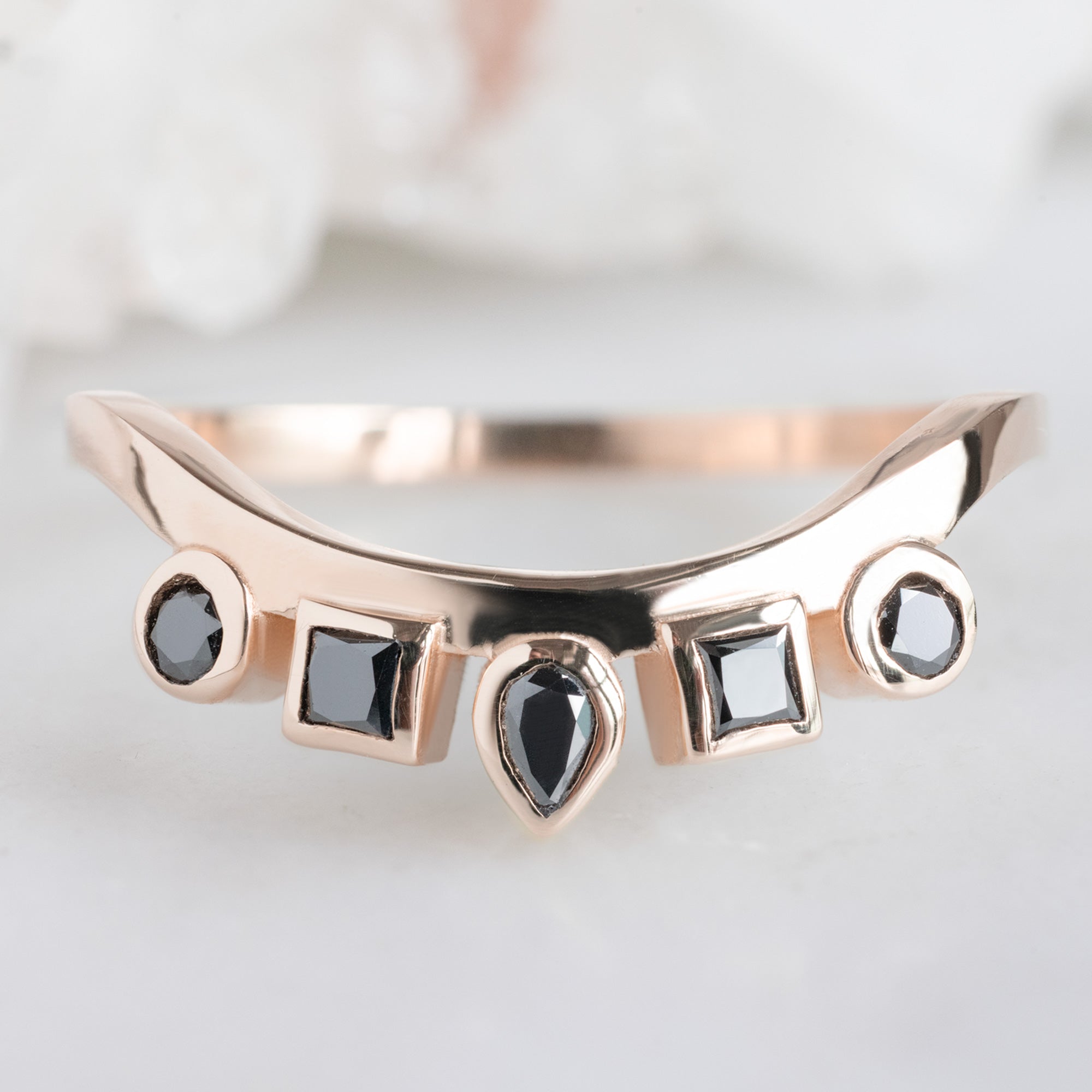 Alexis Russell Wedding Bands Black Diamond Squad Contour Stacking Band | Yellow, Rose, White Gold