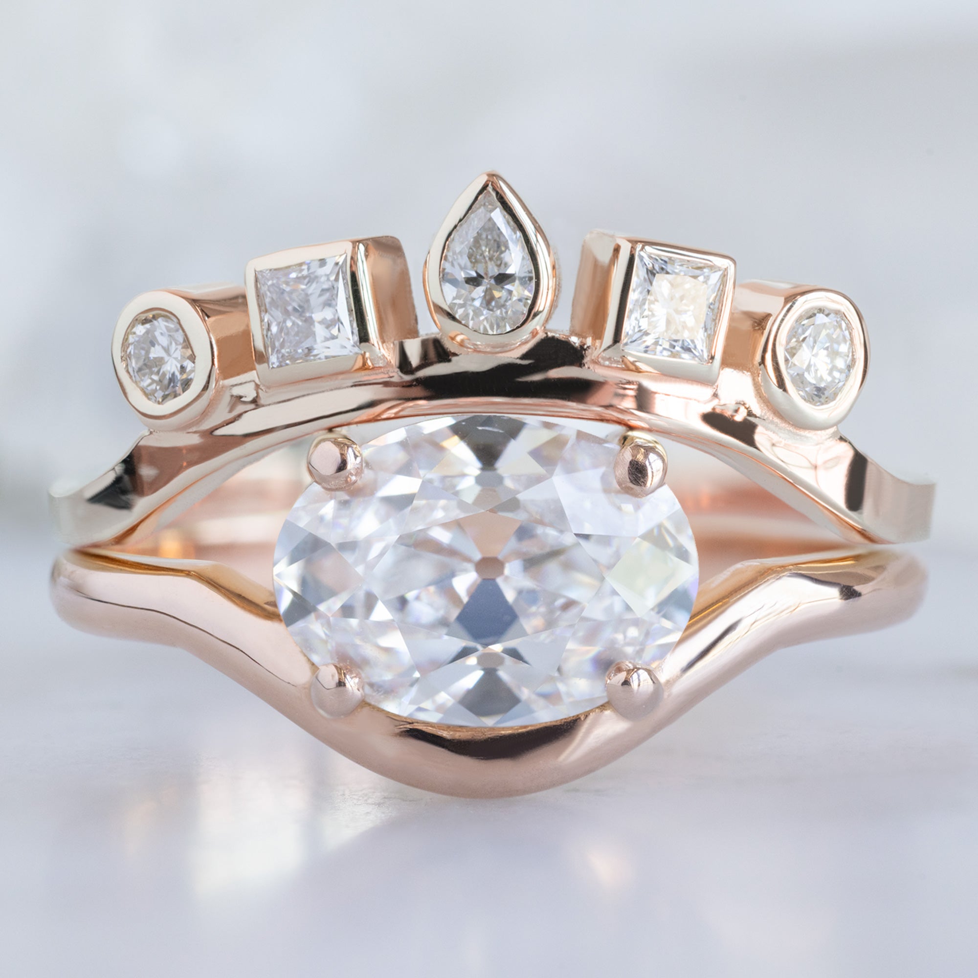 Alexis Russell Wedding Bands Lab Grown White Diamond Squad Contour Stacking Band | Yellow, Rose or White Gold