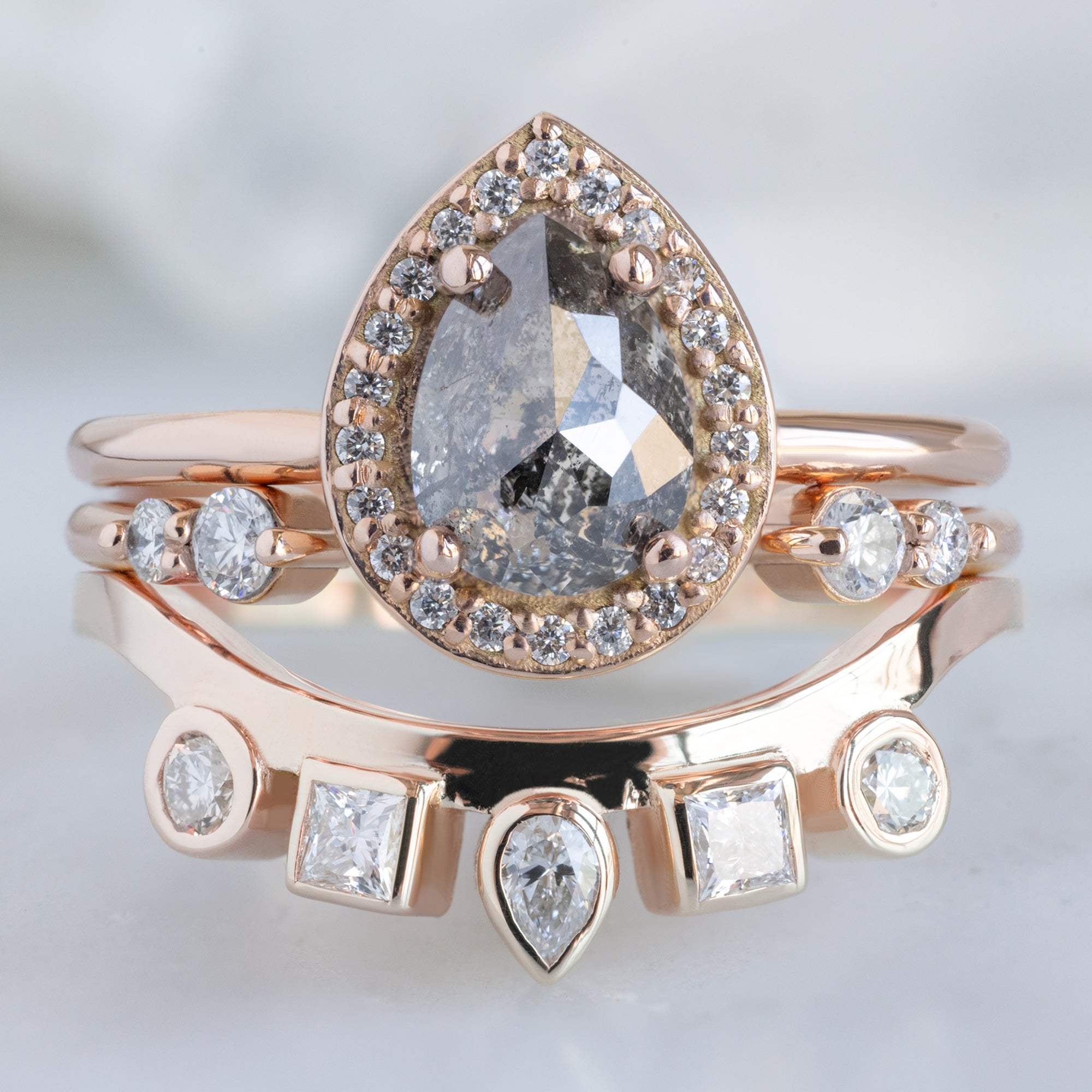 Alexis Russell Wedding Bands Lab Grown White Diamond Squad Contour Stacking Band | Yellow, Rose or White Gold