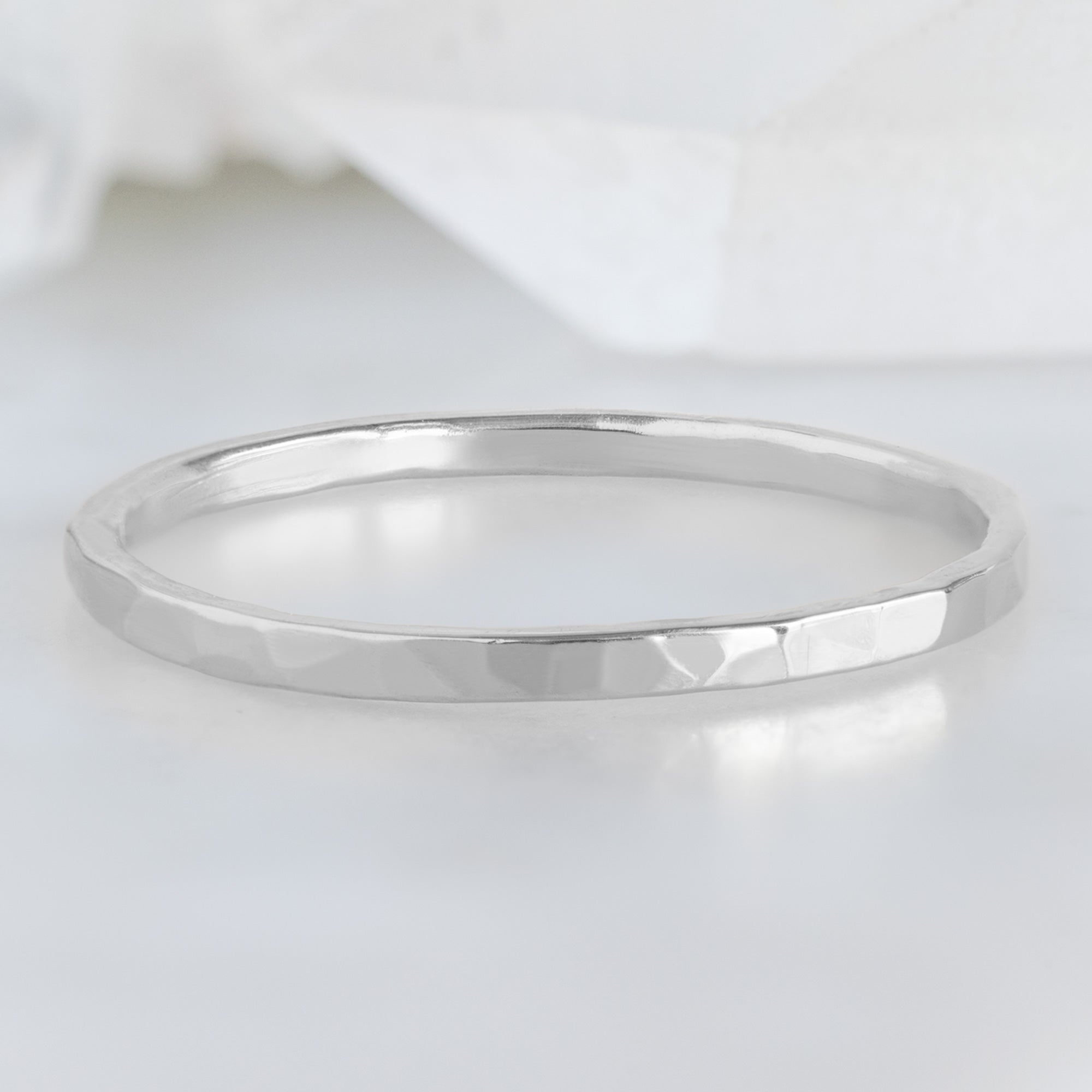 Alexis Russell Wedding Bands The Hammered Gold Stacking Band | White Gold