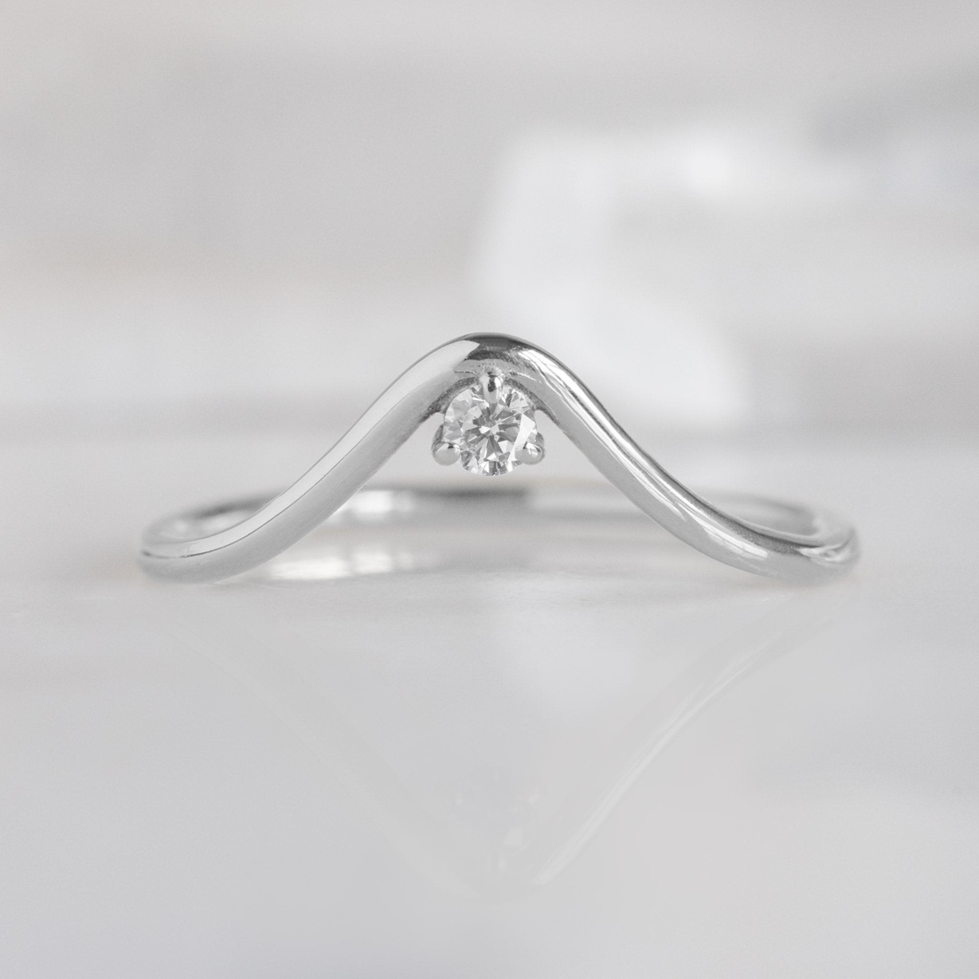 Alexis Russell Wedding Bands White Diamond Peak Stacking Band | Yellow, Rose or White Gold
