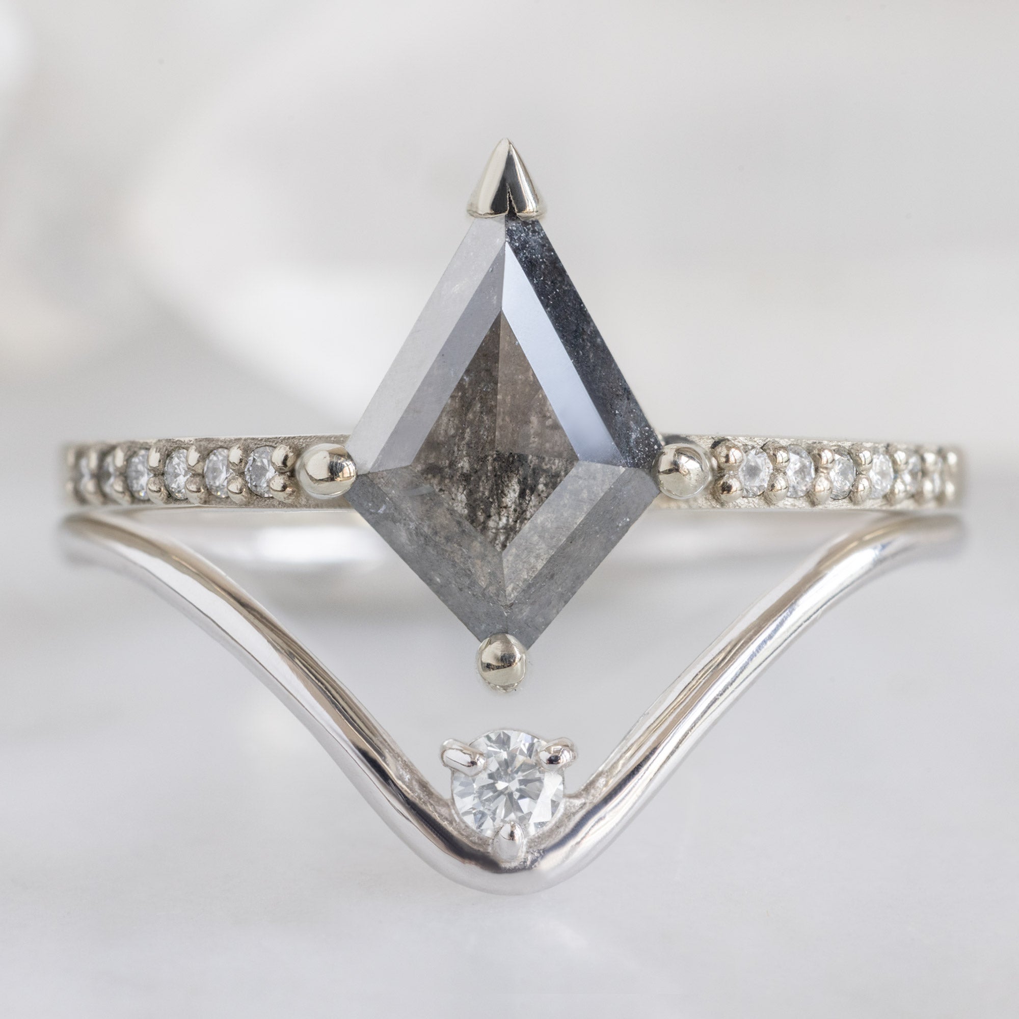 Alexis Russell Wedding Bands White Diamond Peak Stacking Band | Yellow, Rose or White Gold