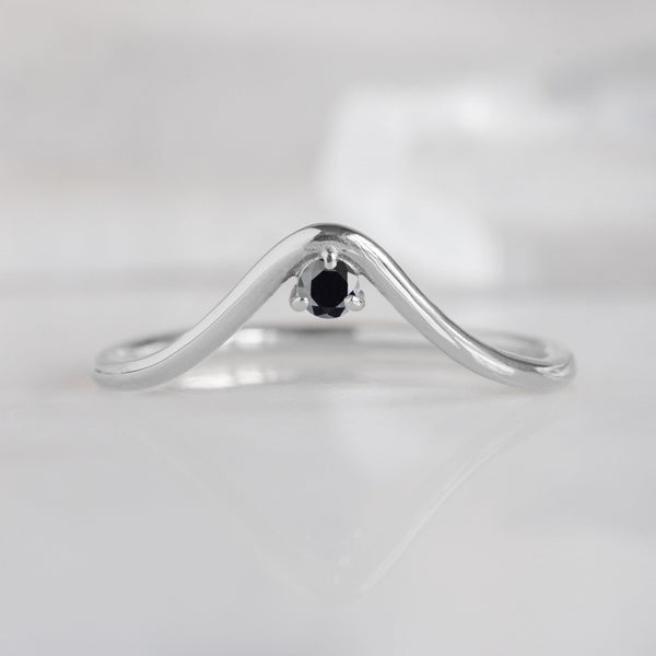 Alexis Russell Wedding Bands Black Diamond Peak Stacking Band | Yellow, Rose or White Gold