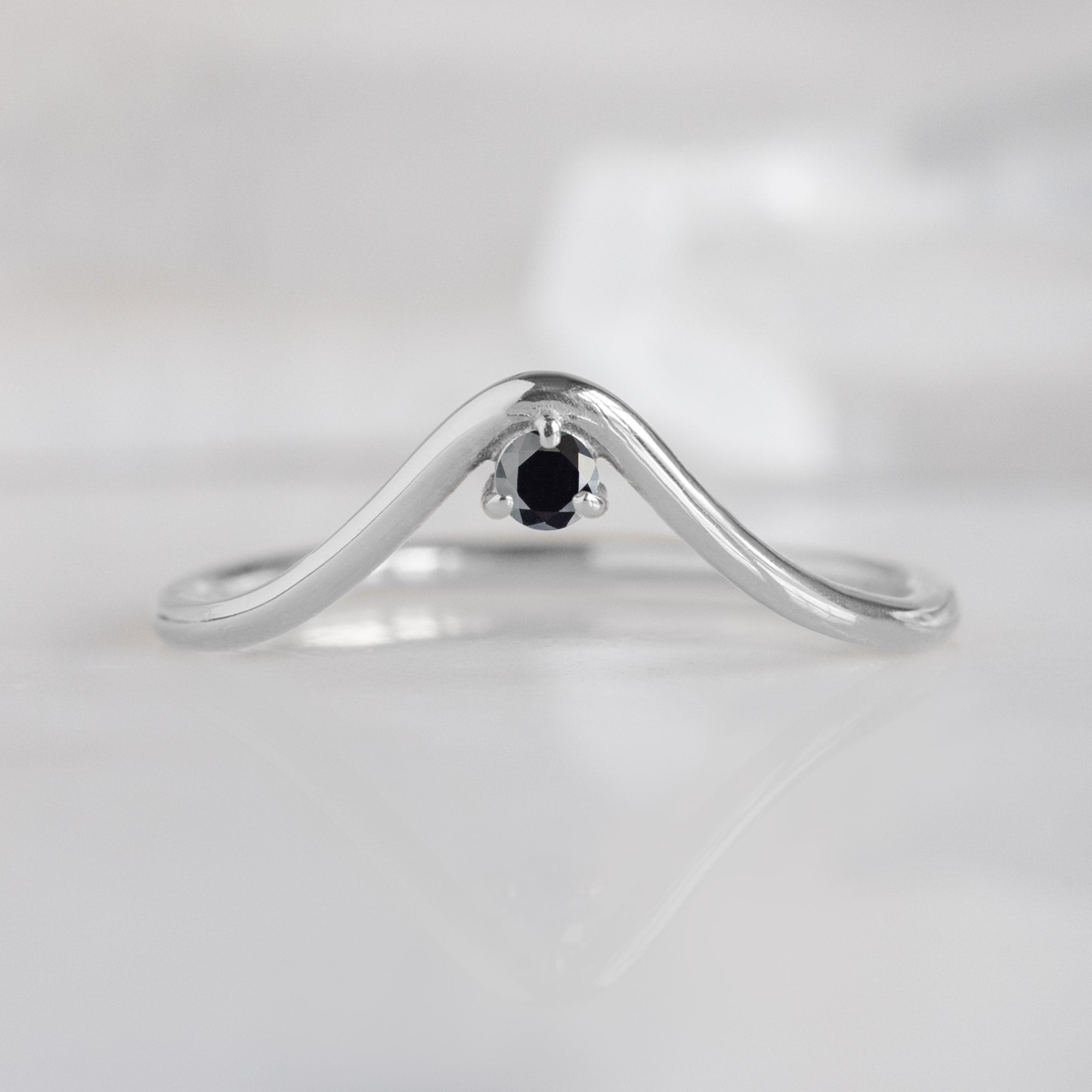 Alexis Russell Wedding Bands Black Diamond Peak Stacking Band | Yellow, Rose or White Gold