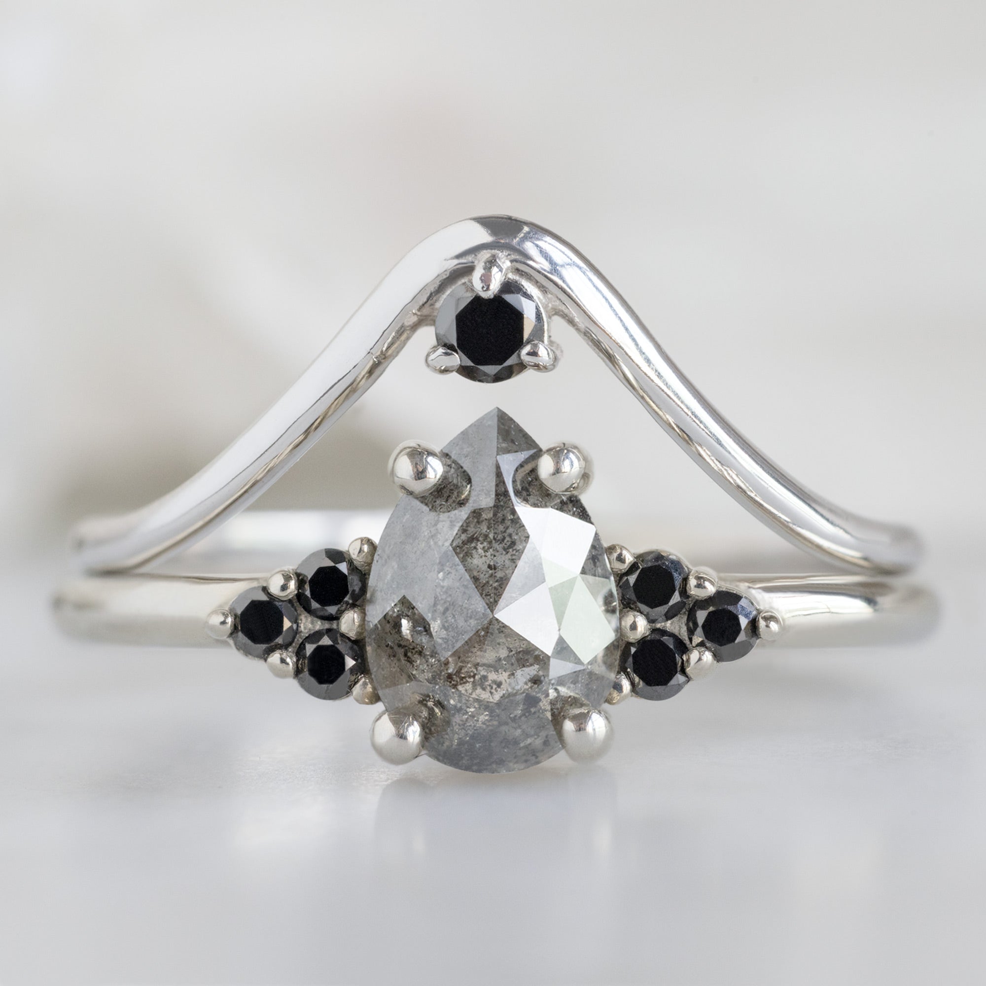 Alexis Russell Wedding Bands Black Diamond Peak Stacking Band | Yellow, Rose or White Gold
