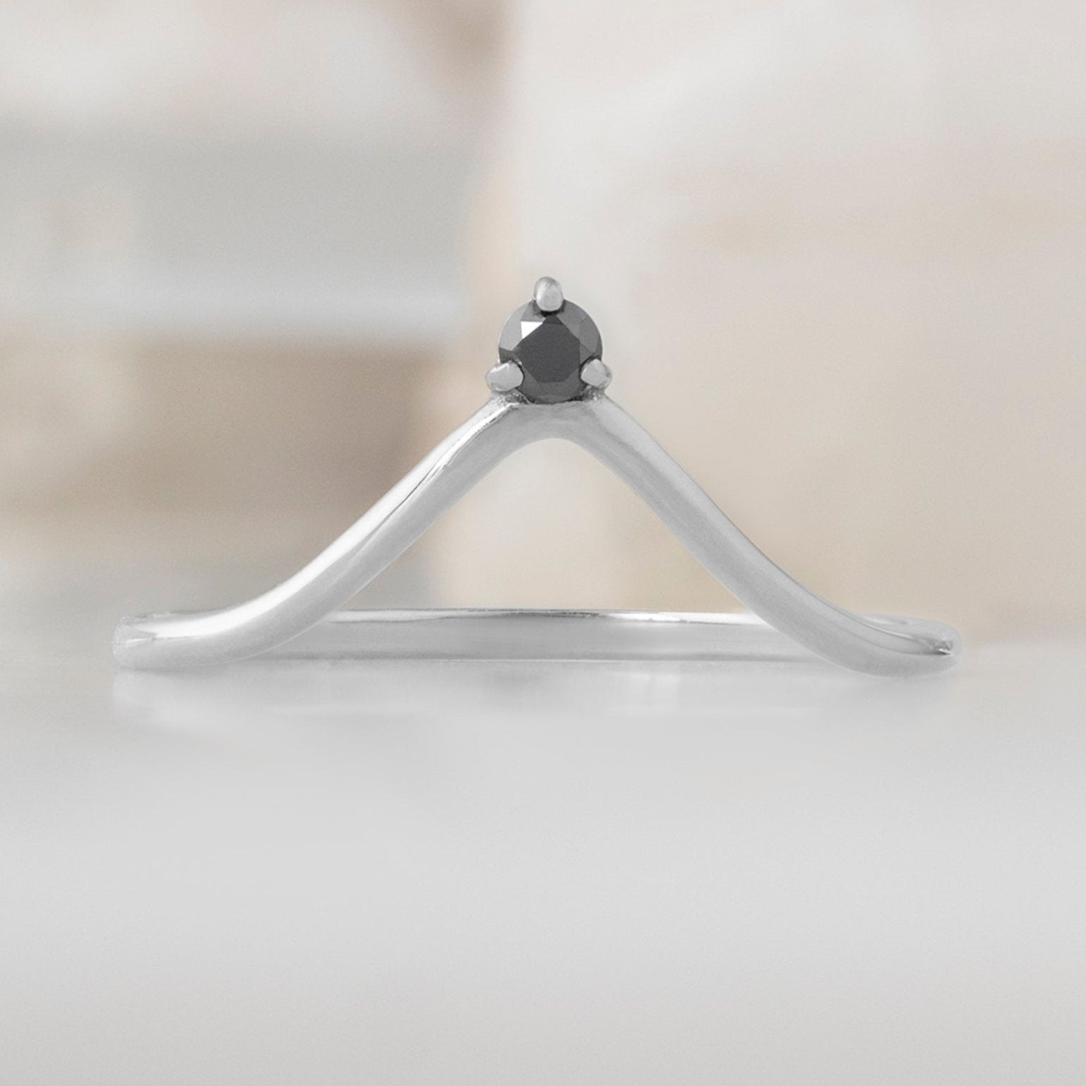 Alexis Russell Wedding Bands Black Diamond Crown Stacking Band | Yellow, Rose or White Gold