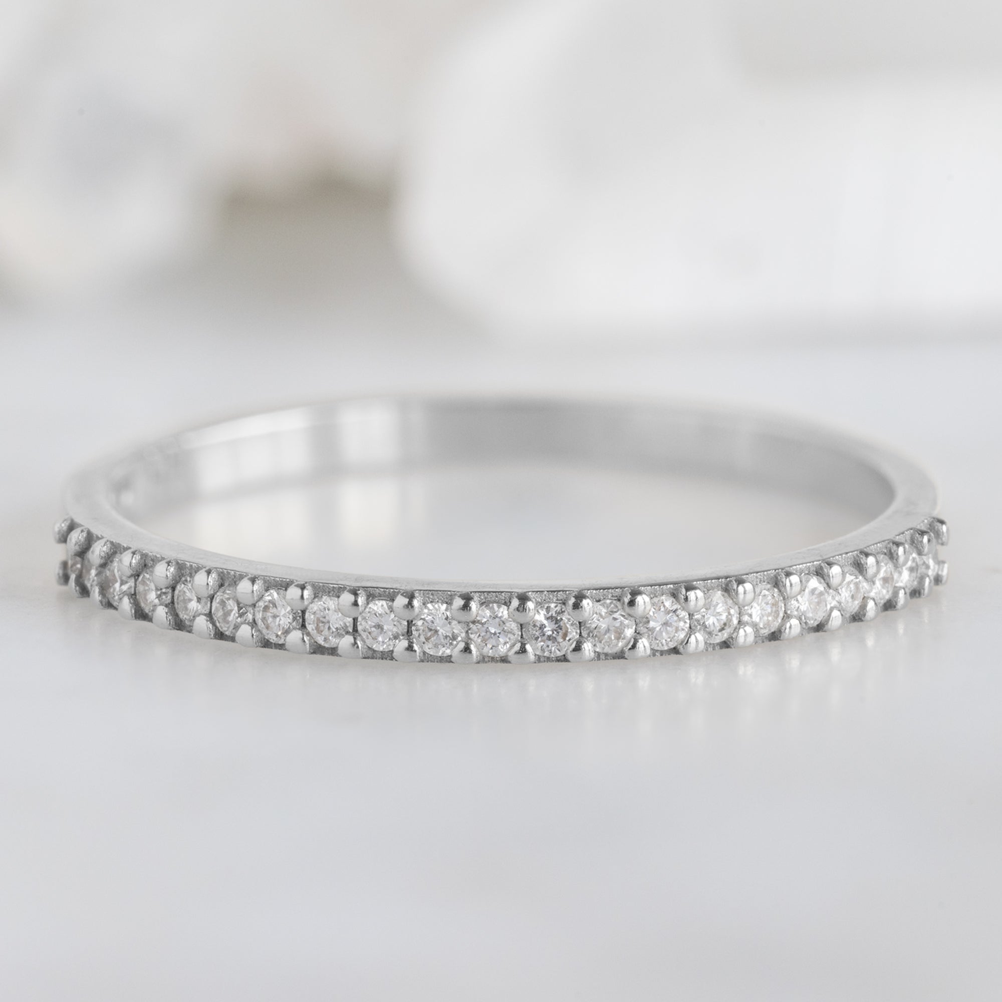 Alexis Russell Wedding Bands The White Diamond Pavé Wedding Band | White Gold