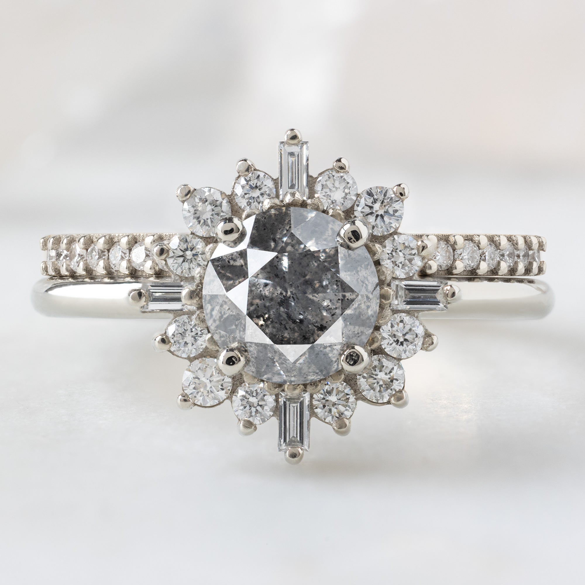 Alexis Russell Wedding Bands The Salt and Pepper Diamond Pavé Wedding Band | Yellow, Rose or White Gold