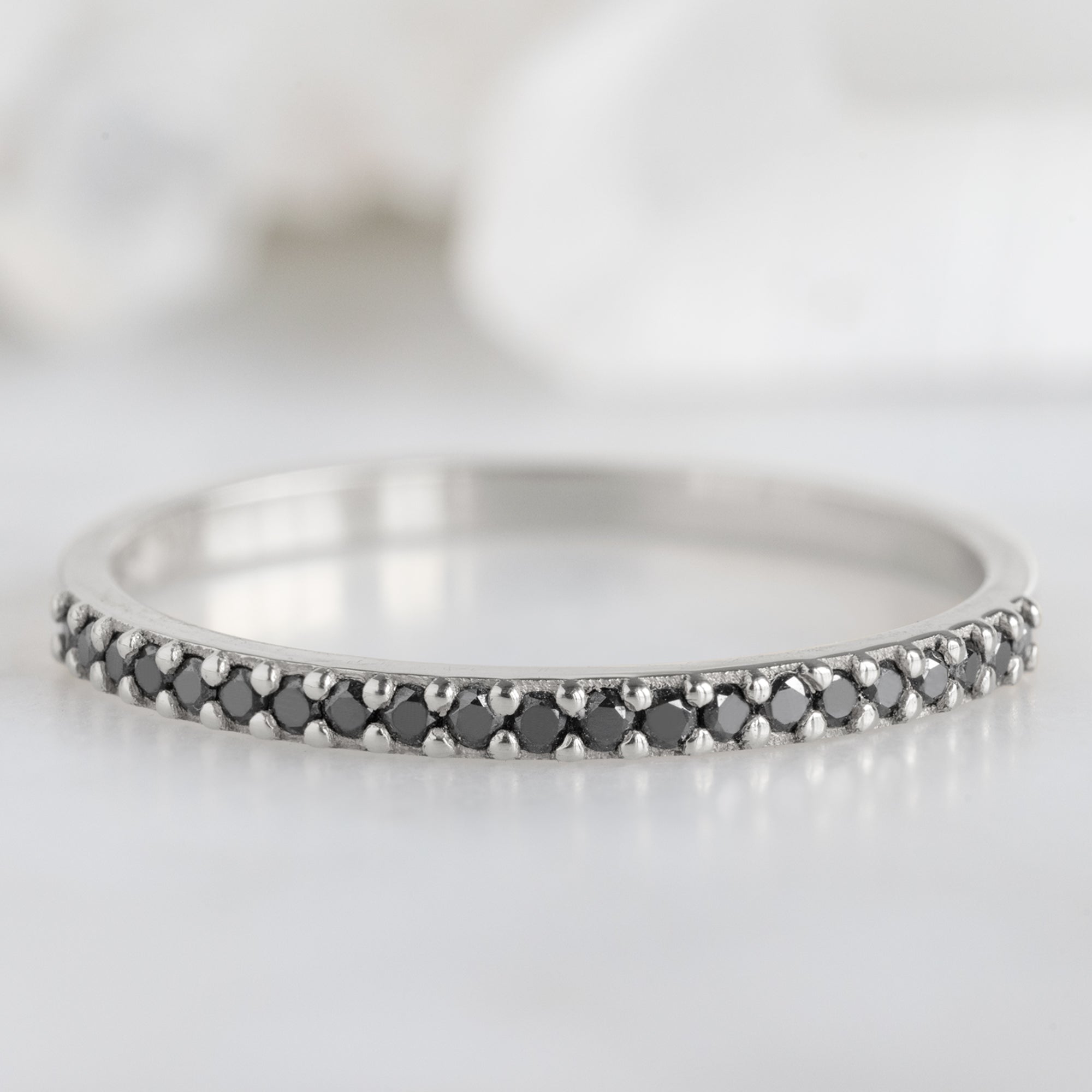 Alexis Russell Wedding Bands The Black Diamond Pavé Wedding Band | Yellow, Rose or White Gold