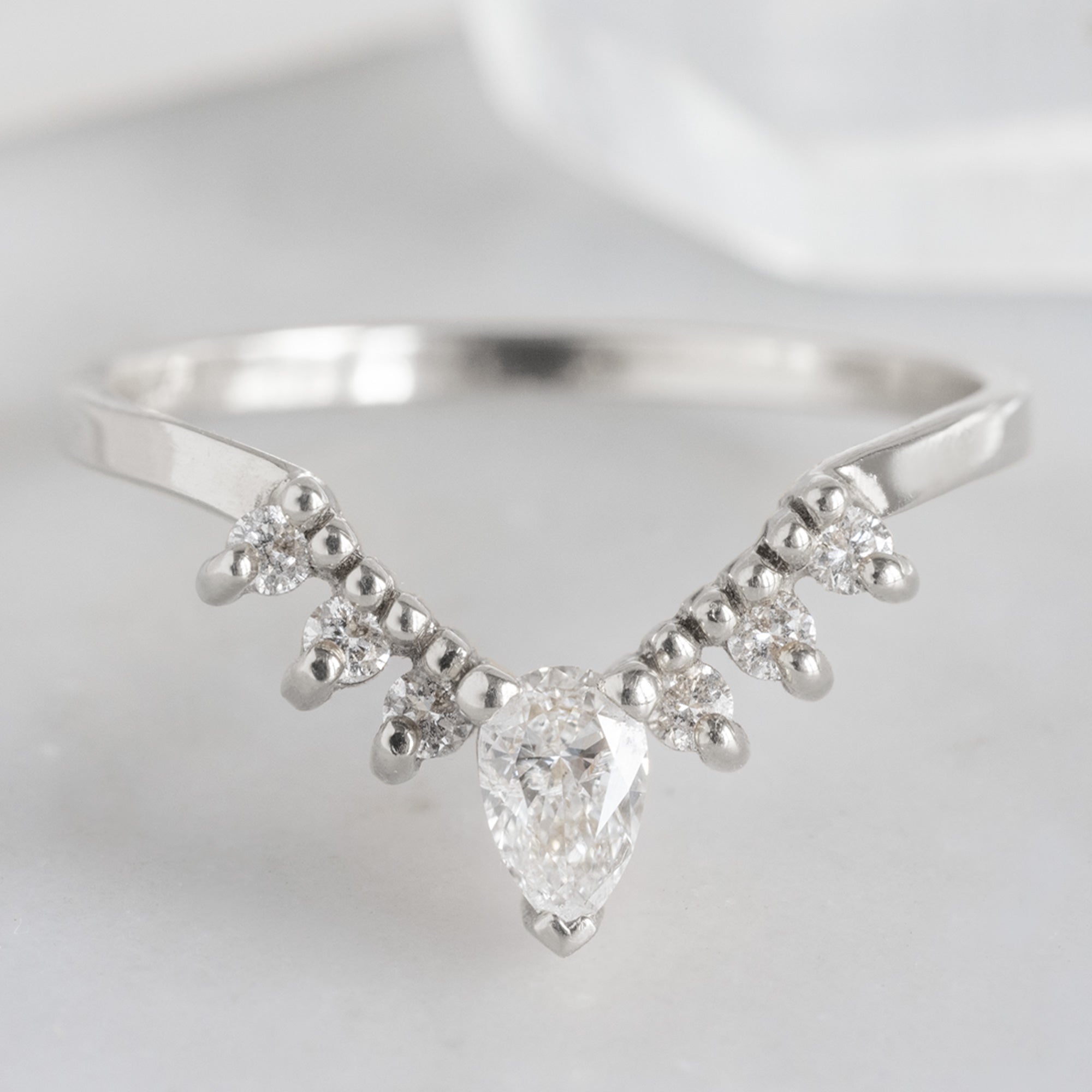 Alexis Russell Wedding Bands White Diamond Sunburst Stacking Band | Yellow, Rose or White Gold