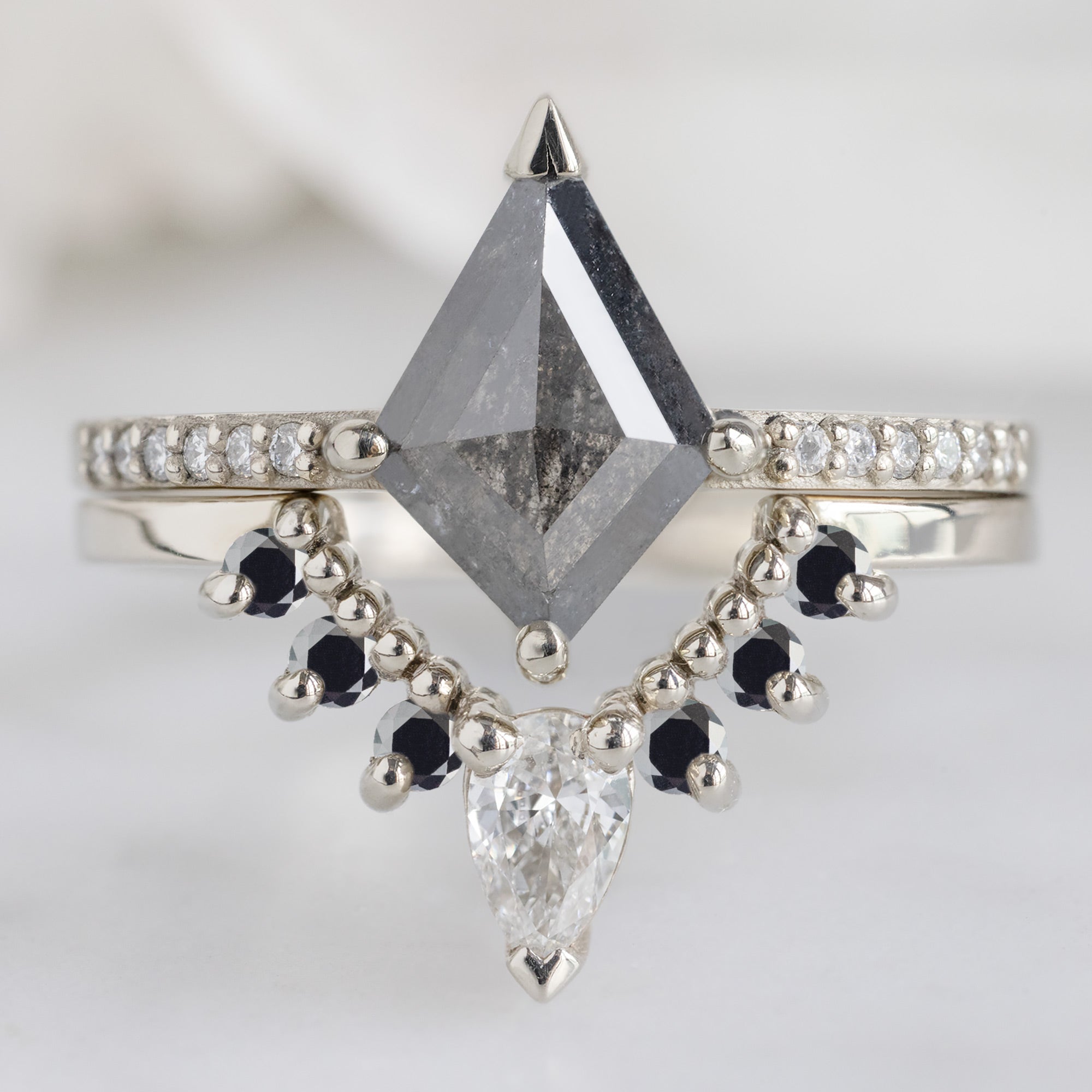 Alexis Russell Wedding Bands White Diamond Sunburst Stacking Band | Choose Your Side Stones
