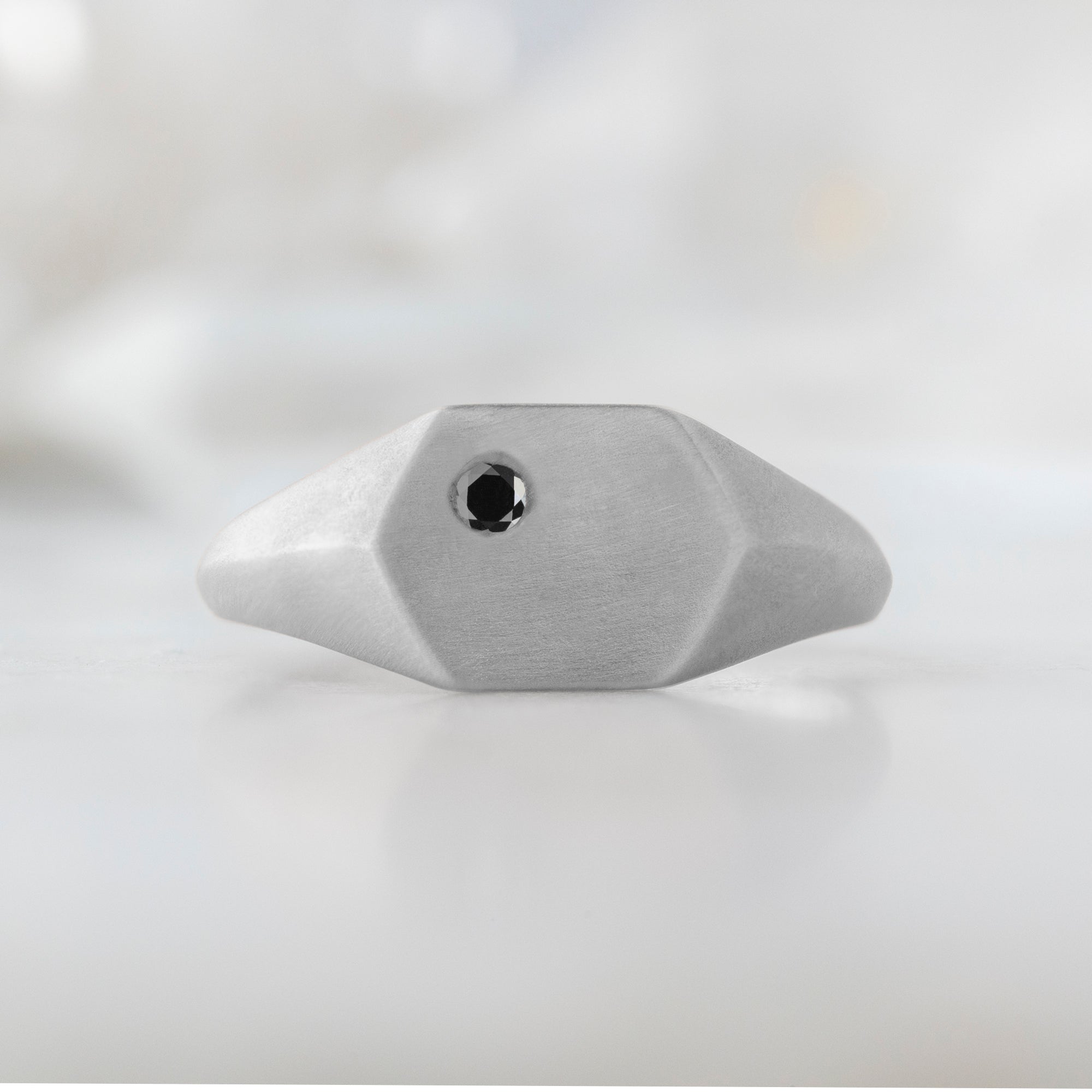 Alexis Russell Wedding Bands The Hexagon Black Diamond Signet Ring | Yellow, Rose or White Gold