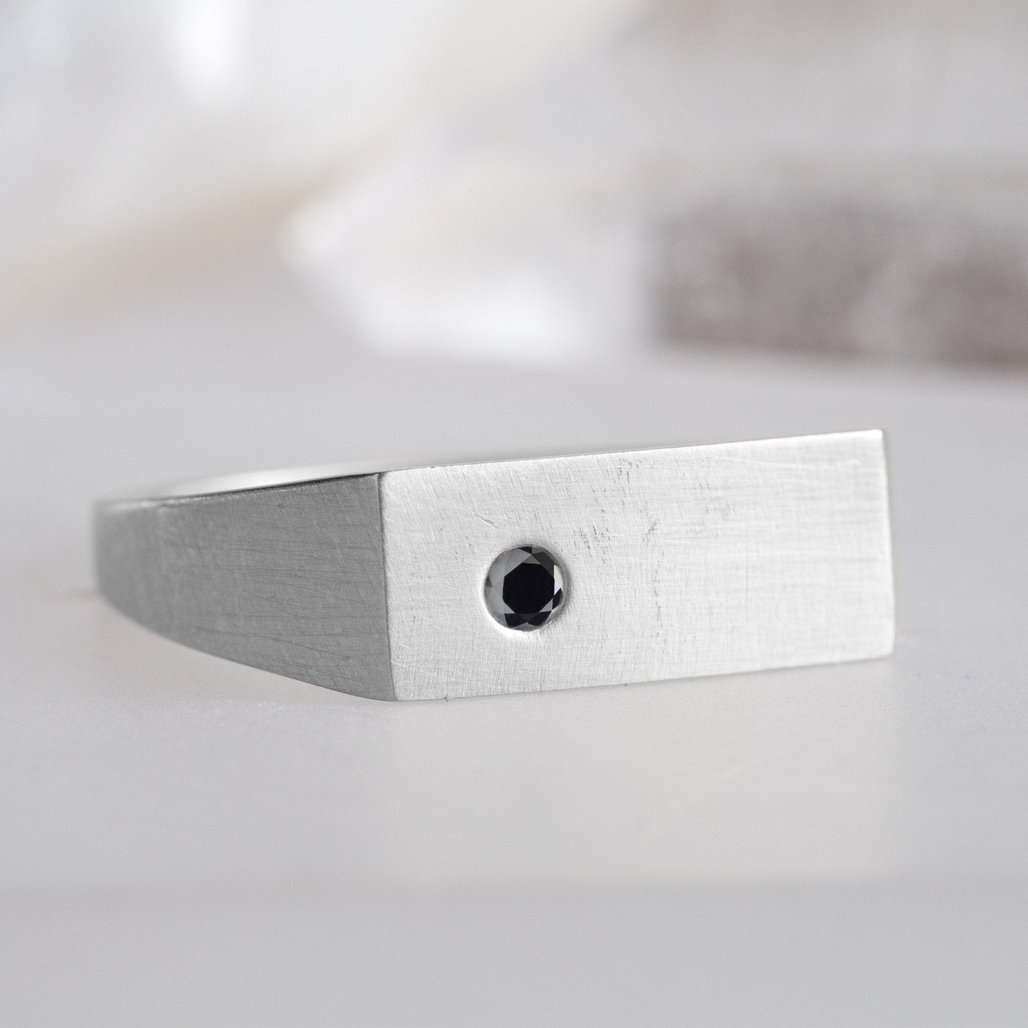 Alexis Russell Wedding Bands The Lune Black Diamond Signet Ring | Yellow, Rose or White Gold