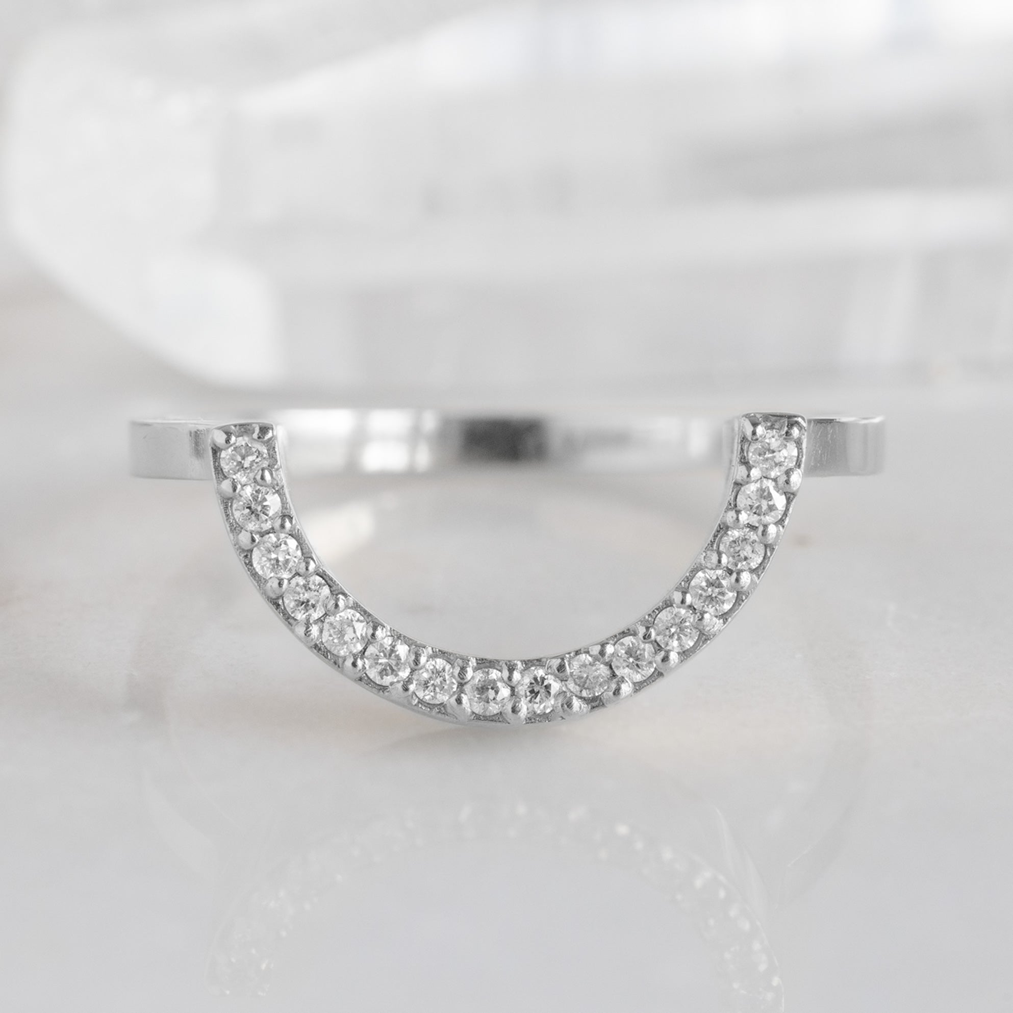 Alexis Russell Wedding Bands White Diamond Pavé Wide Arc Stacking Band | Rose Gold