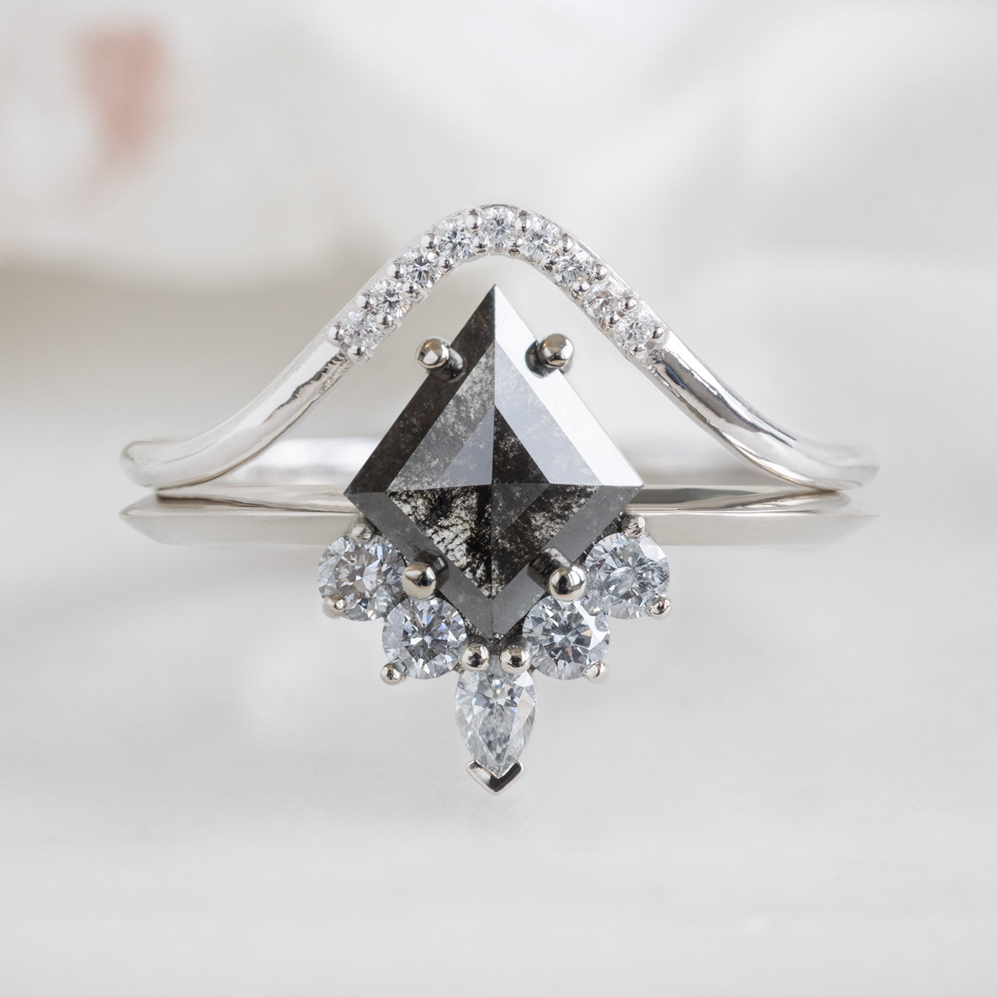 Alexis Russell Wedding Bands White Diamond Pavé Peak Stacking Band | White Gold