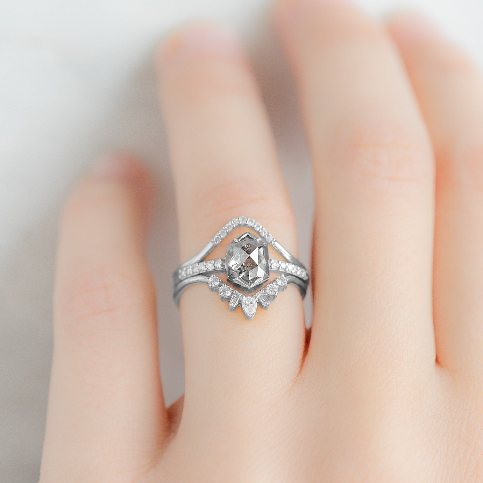 Alexis Russell Wedding Bands White Diamond Pavé Peak Stacking Band | White Gold