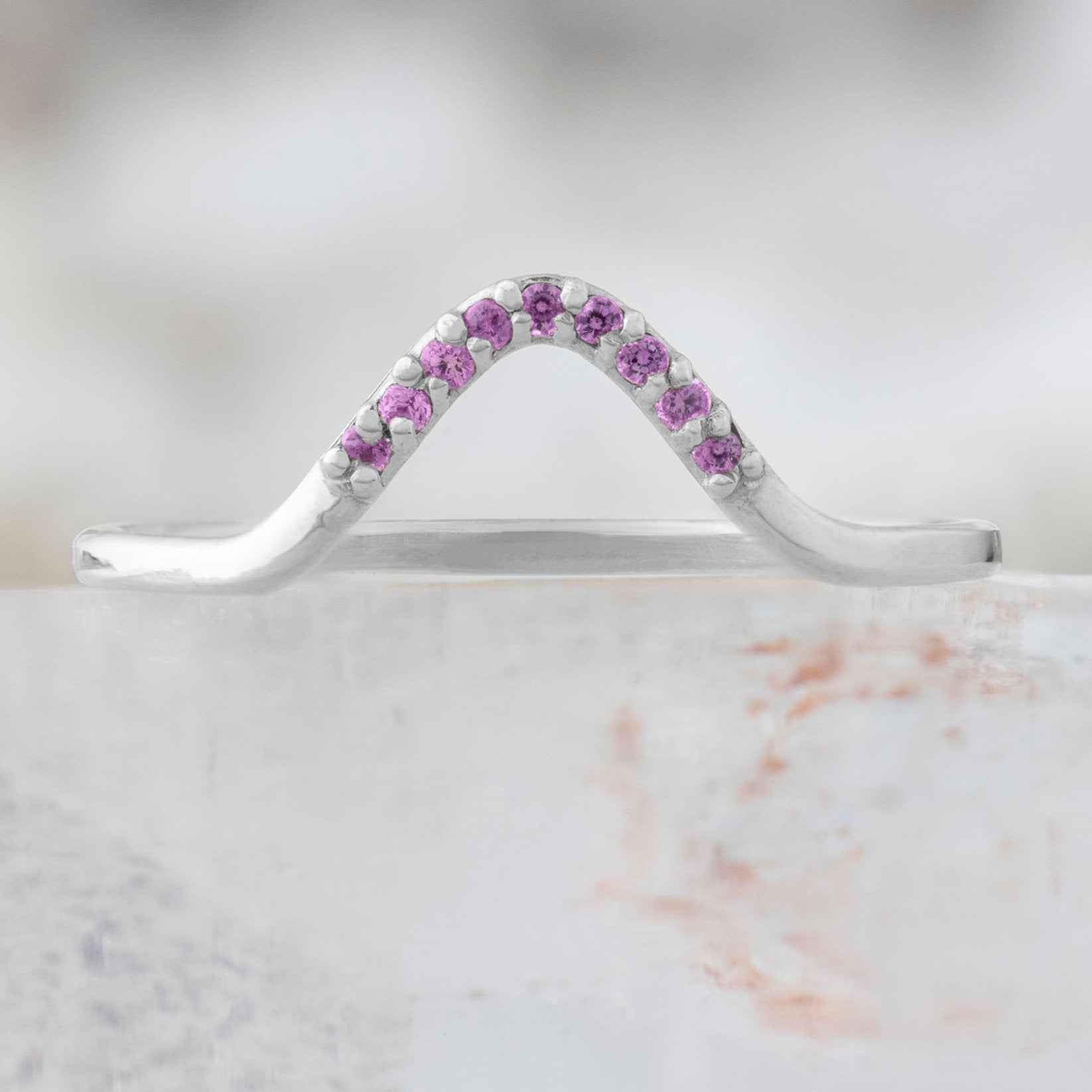 Alexis Russell Wedding Bands Ruby Pavé Peak Stacking Band | Yellow, Rose or White Gold