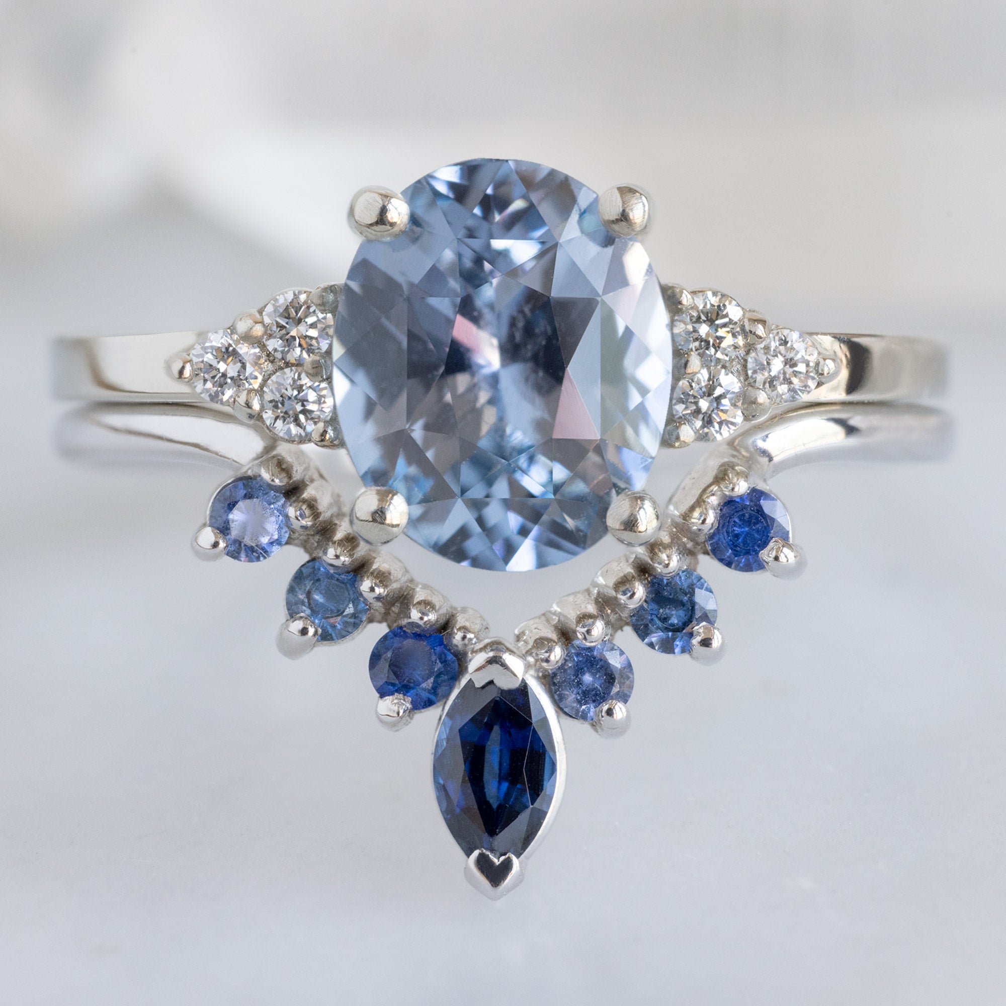 Alexis Russell Wedding Bands Sapphire Marquise Sunburst Stacking Band | Yellow, Rose or White Gold