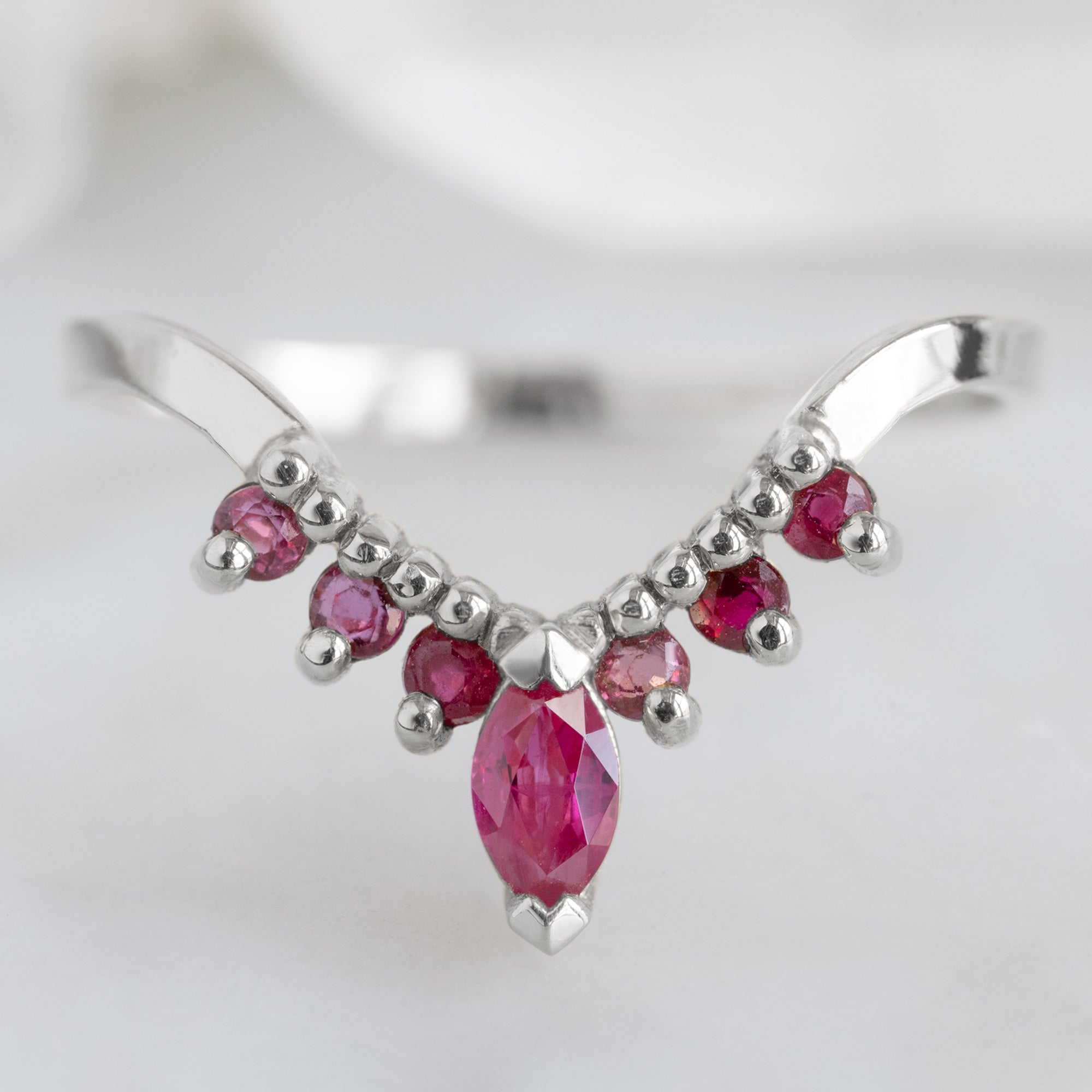 Alexis Russell Wedding Bands Ruby Marquise Sunburst Stacking Band | Yellow, Rose or White Gold