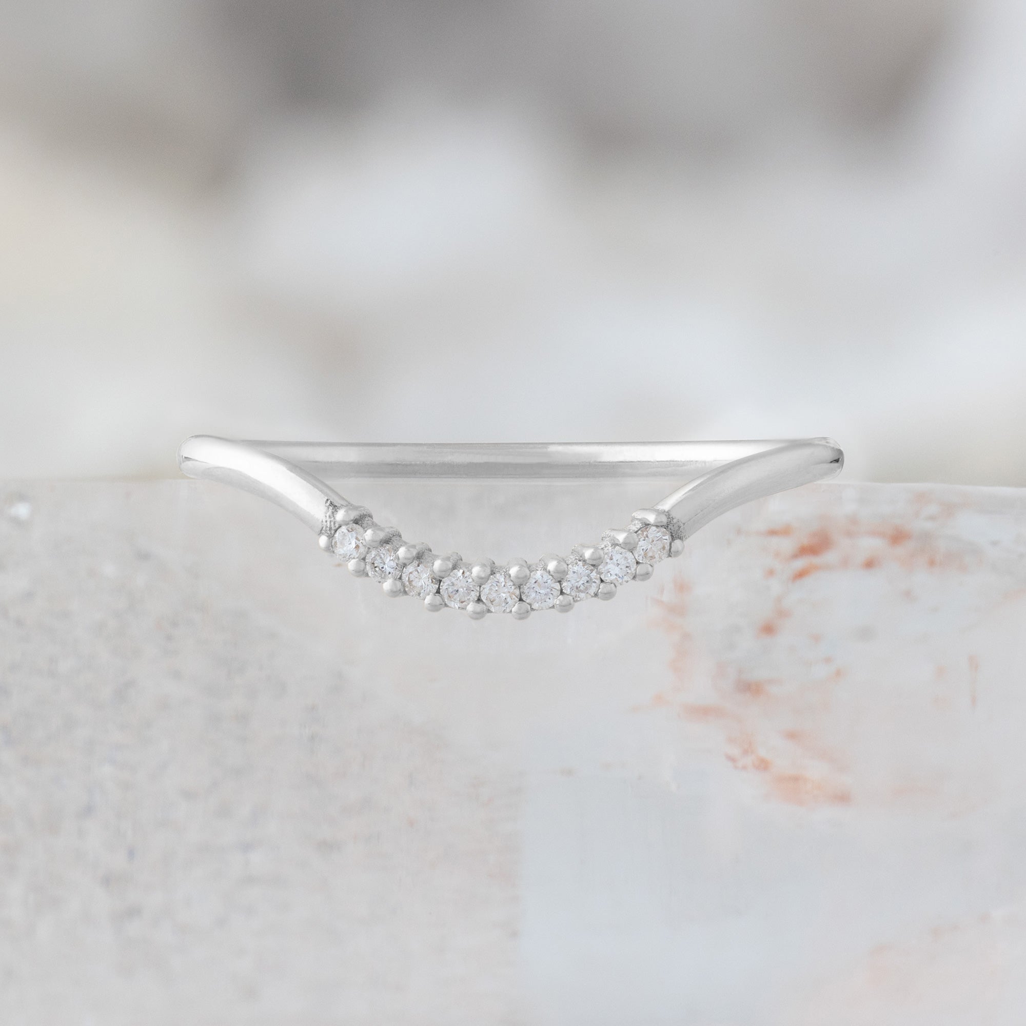 Alexis Russell Wedding Bands White Diamond Pavé Arc Stacking Band | White Gold