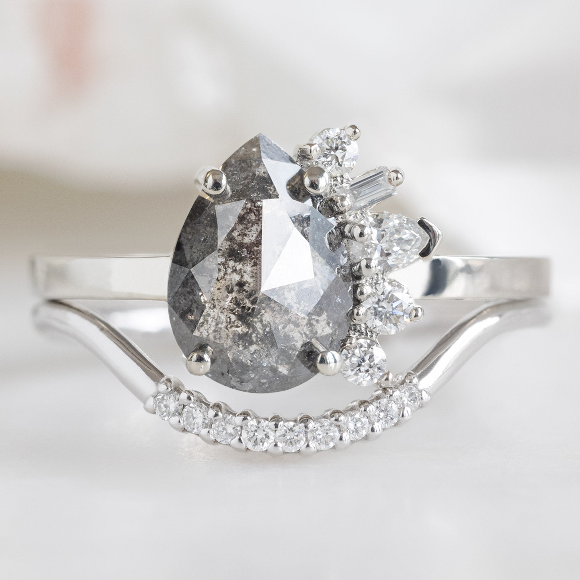 Alexis Russell Wedding Bands White Diamond Pavé Arc Stacking Band | White Gold