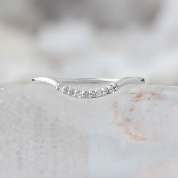 Alexis Russell Wedding Bands Salt and Pepper Diamond Pavé Arc Stacking Band | White Gold