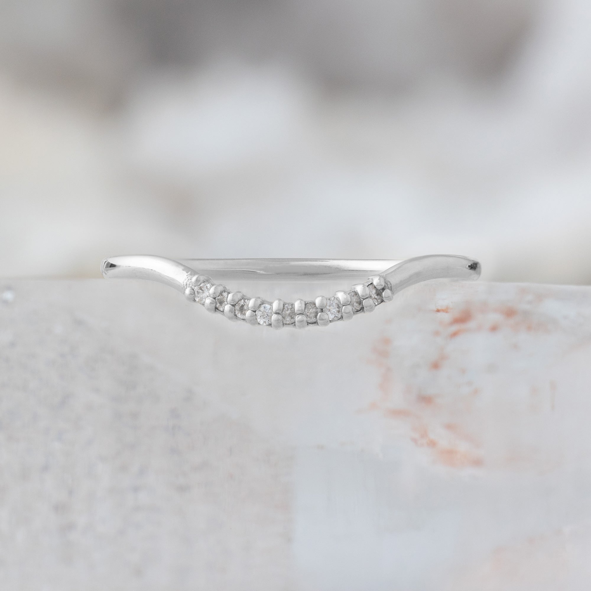 Alexis Russell Wedding Bands Salt and Pepper Diamond Pavé Arc Stacking Band | White Gold