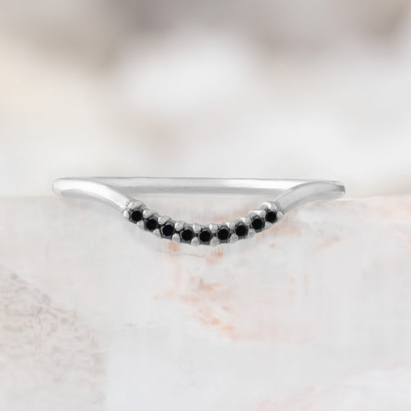 Alexis Russell Wedding Bands Black Diamond Pavé Arc Stacking Band | Yellow, Rose or White Gold
